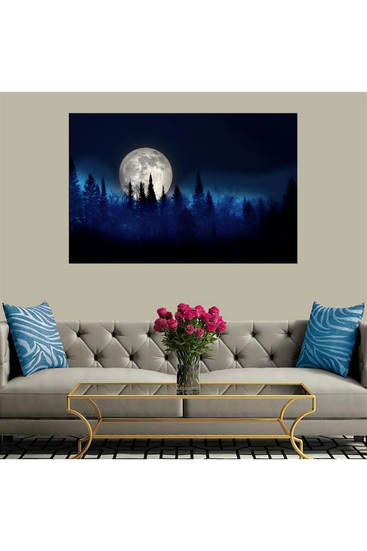 Dekoratif Baskı Dolunay Kanvas Tablo