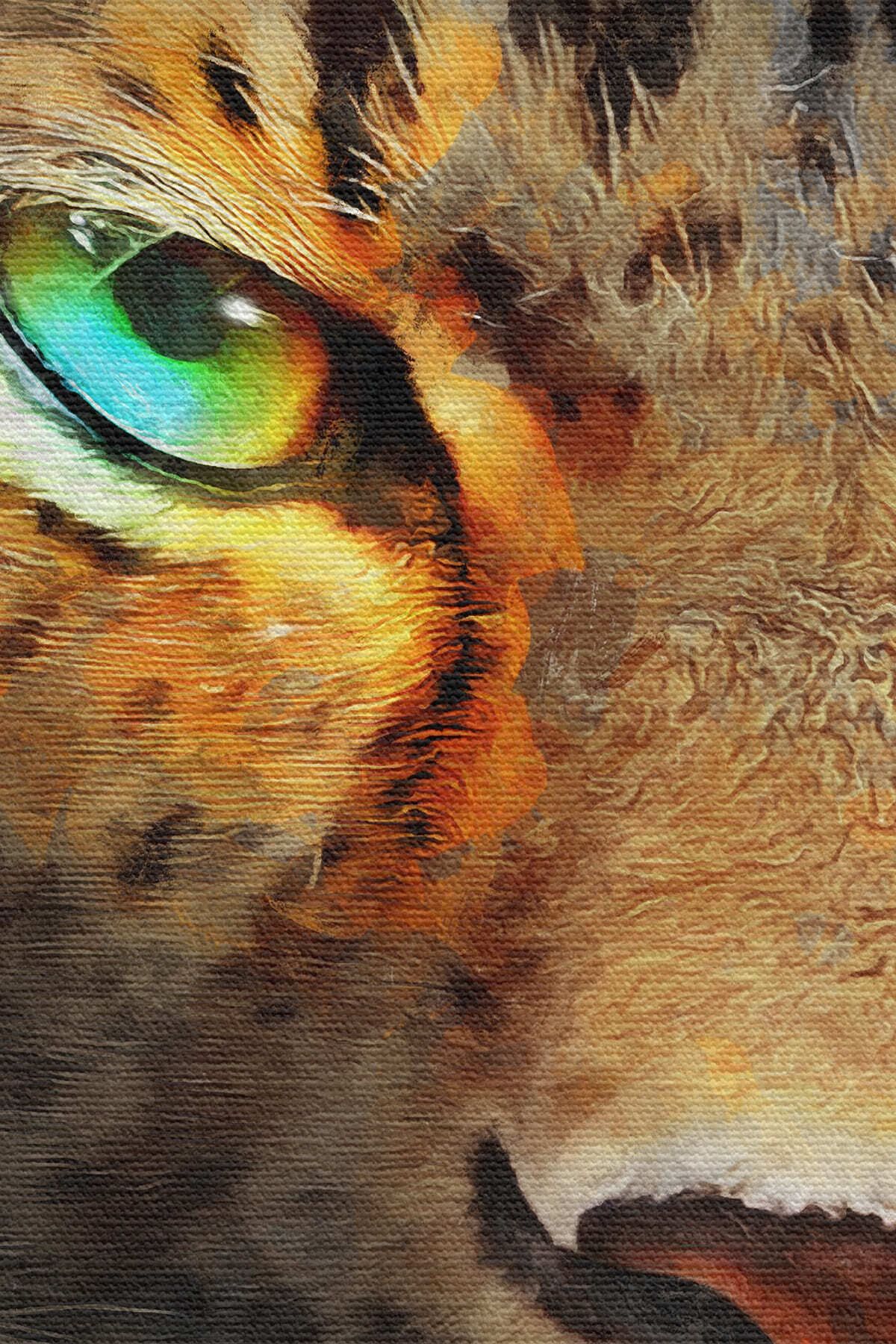 Gerçekçi Çita Gözleri Yağlıboya Görünüm Kanvas Duvar Tablosu