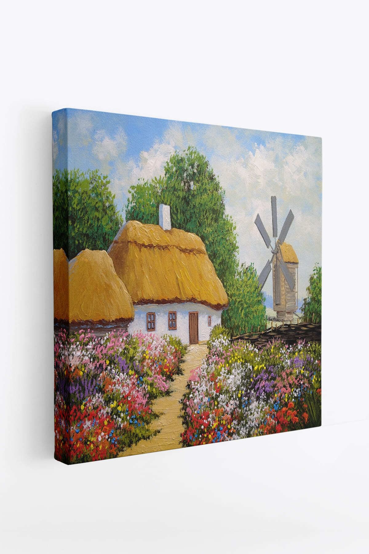 Ukrayna Köy Evi Manzarası Yağlıboya Görünüm Dekoratif Kanvas Duvar Tablosu