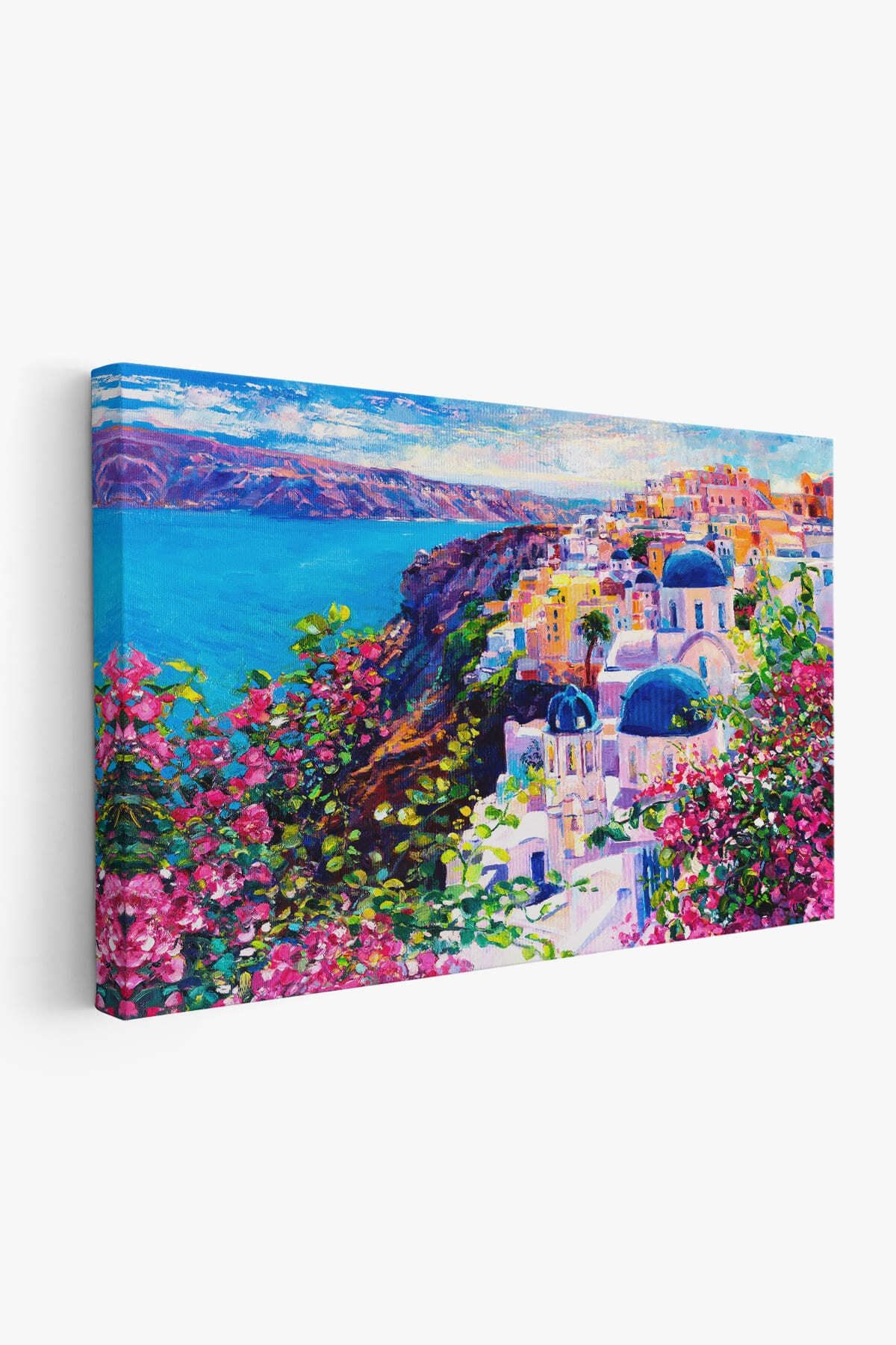 Santorini Yunanistan Güzel Bir Kızın Kavramsal Soyut Resmi