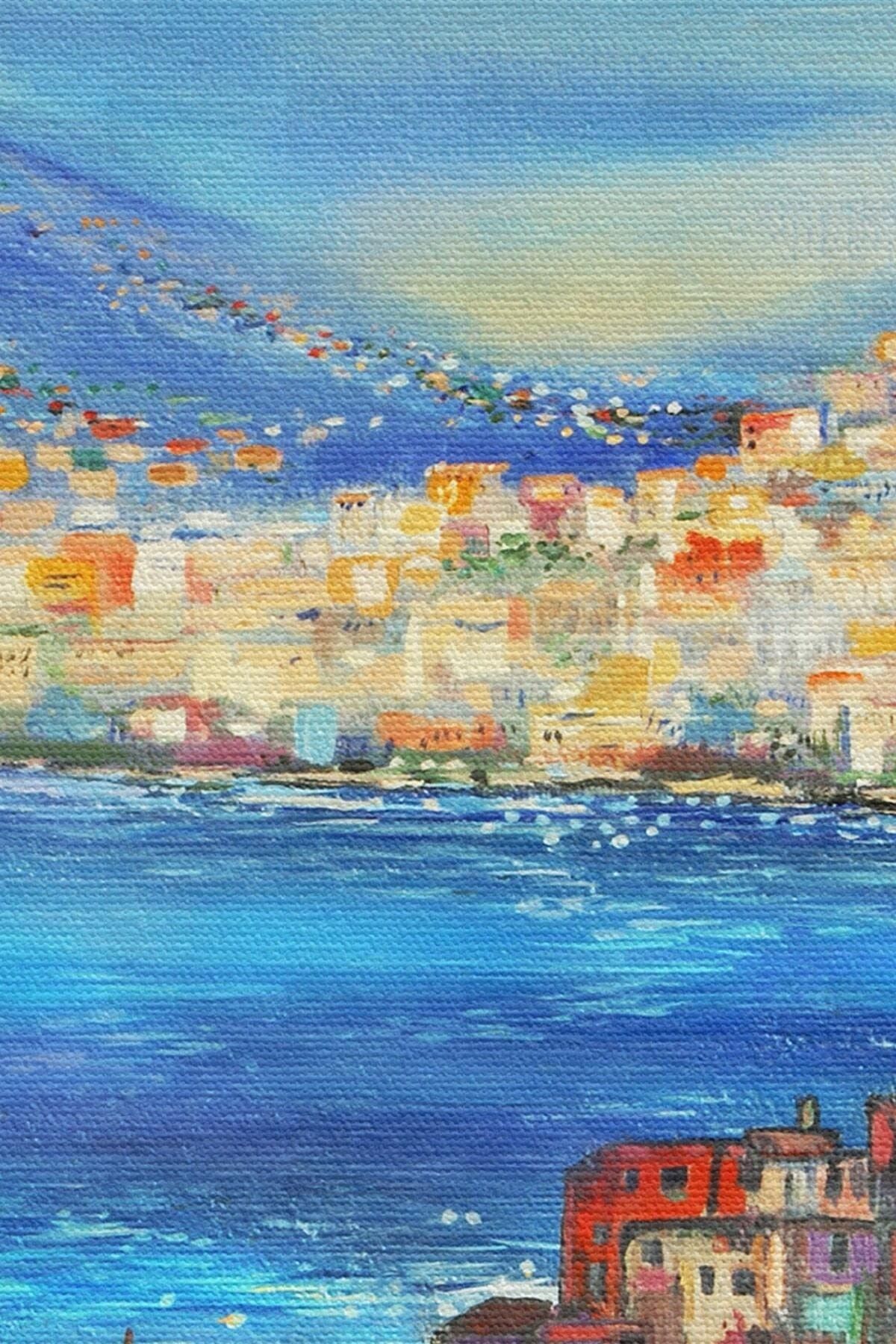 Güney Italya Yağlıboya Görünüm Dekoratif Kanvas Duvar Tablosu