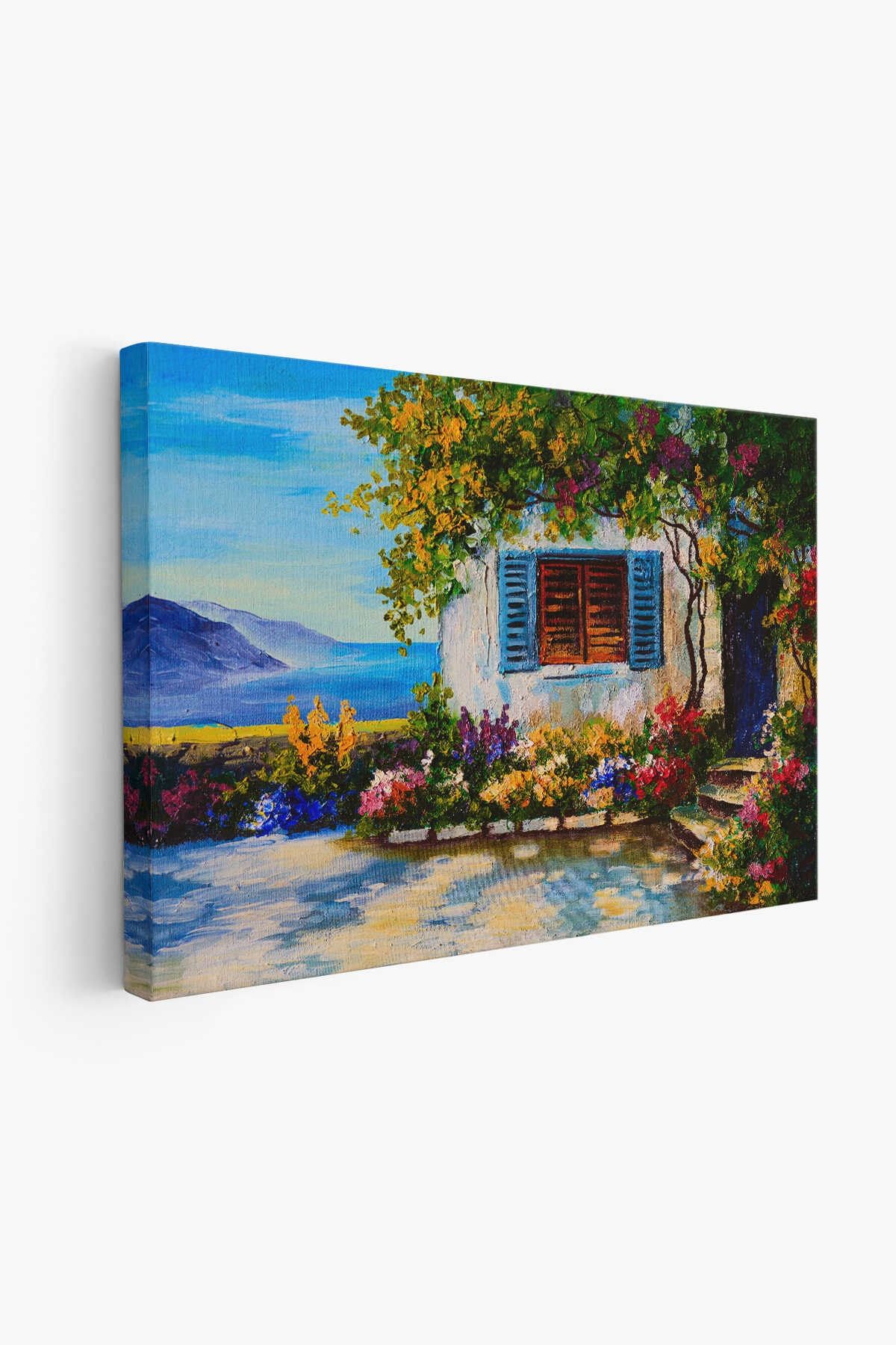 Deniz Manzaralı Güzel Ev Dekoratif Kanvas Duvar Tablosu