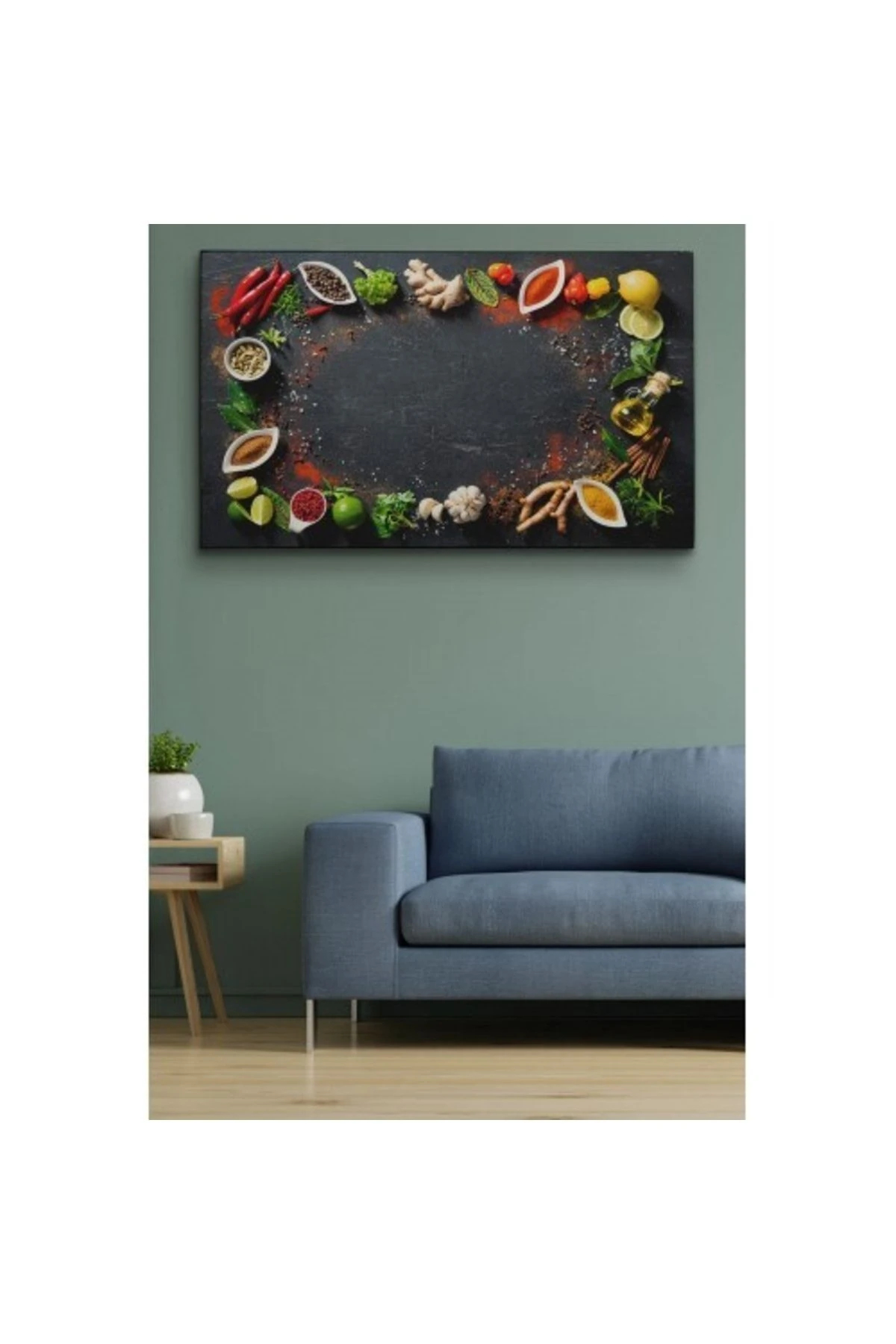 Mutfak Masasındaki Baharatlar Dekoratif Kanvas Duvar Tablosu