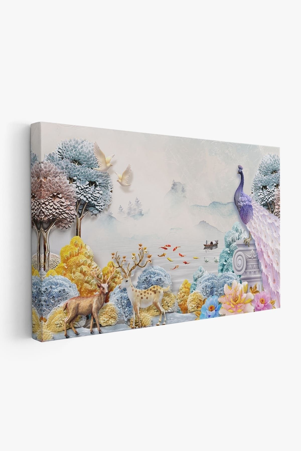 Ormandaki Hayvanlar Dekoratif Kanvas Duvar Tablosu