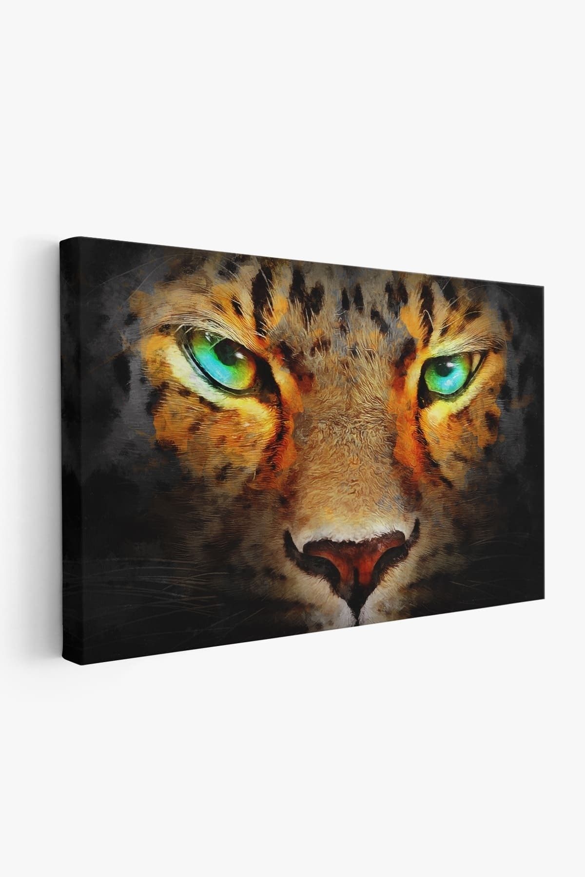 Gerçekçi Çita Gözleri Yağlıboya Görünüm Kanvas Duvar Tablosu