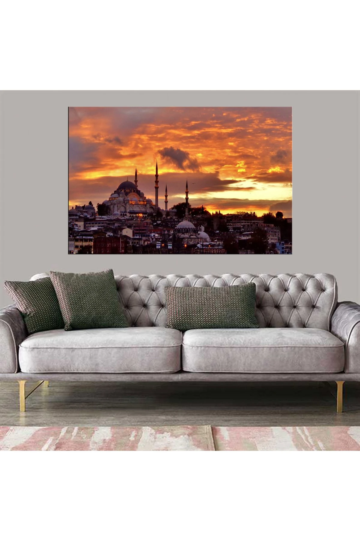 Dekoratif Baskı Gün Batımı Ayasofya Kanvas Tablo
