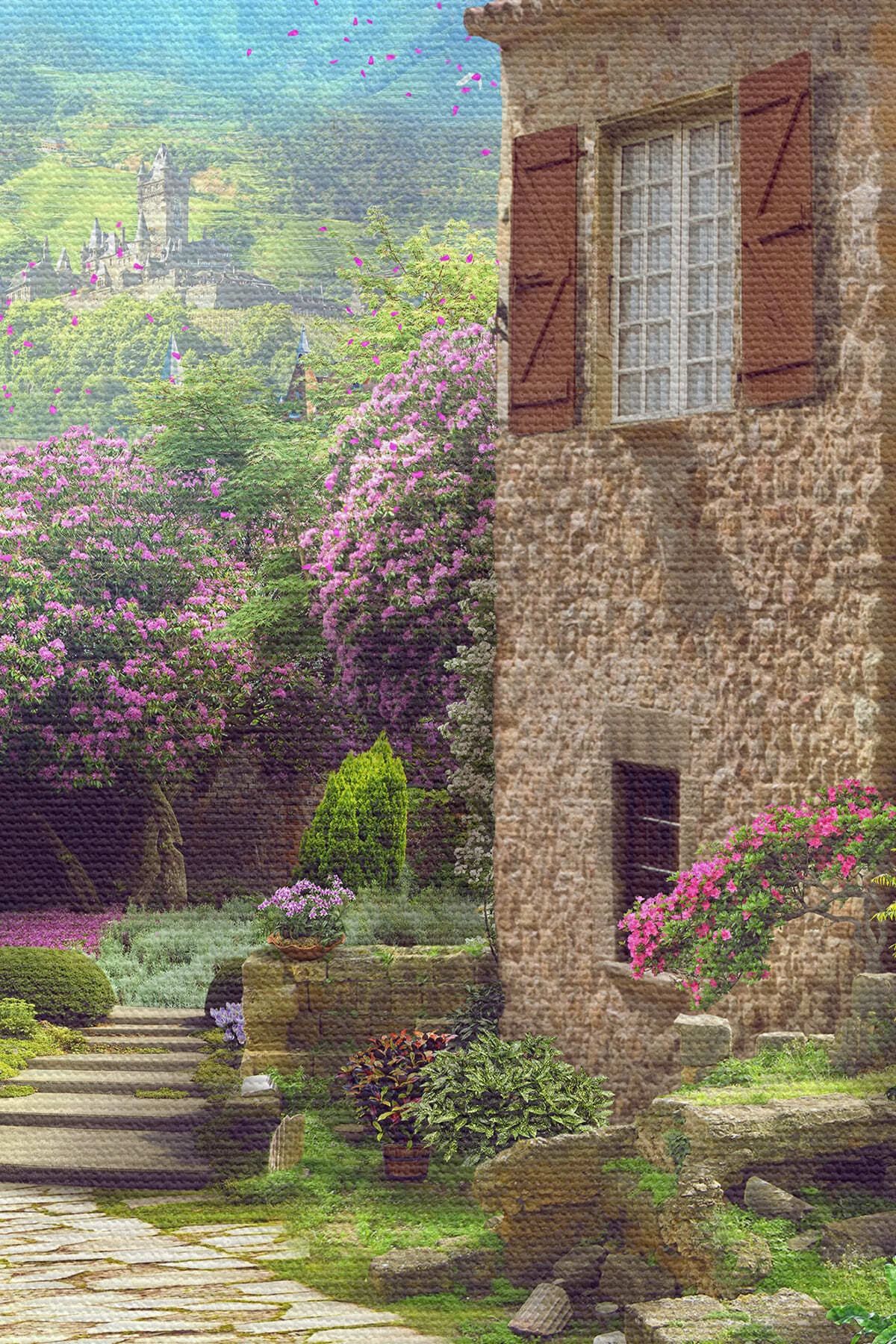 Avrupa Ev Manzarası Dekoratif Kanvas Duvar Tablosu