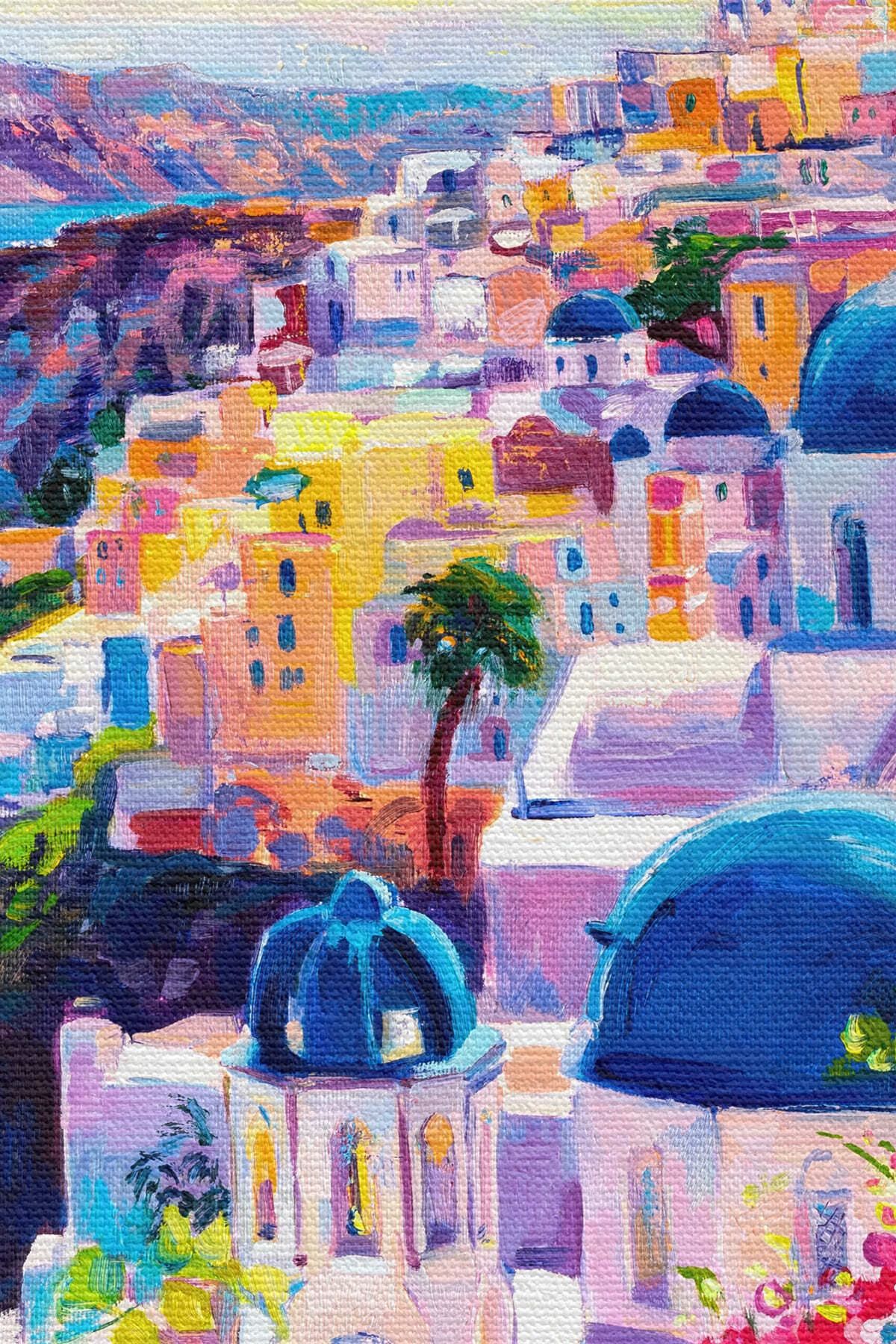 Santorini Yunanistan Güzel Bir Kızın Kavramsal Soyut Resmi