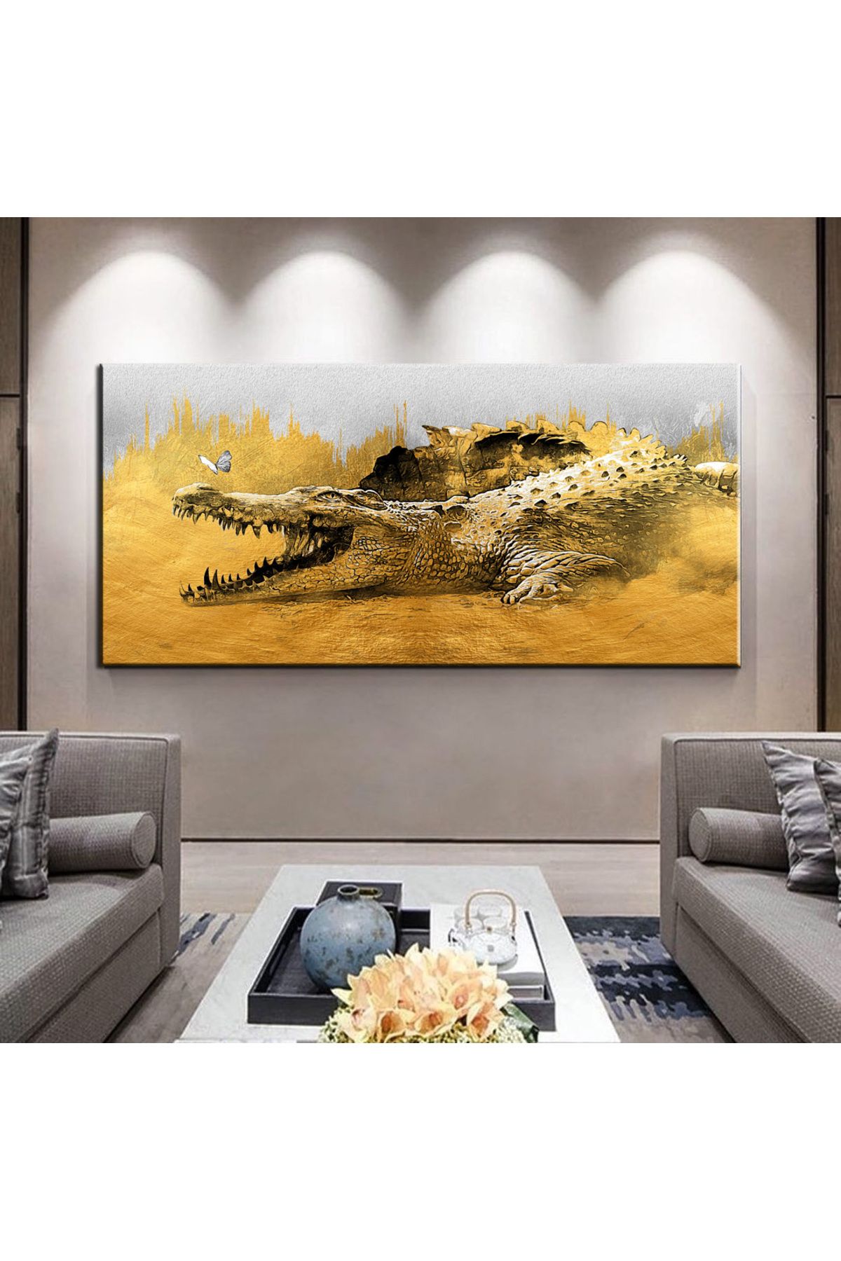 Dekoratif Baskı Timsah Kanvas Tablo