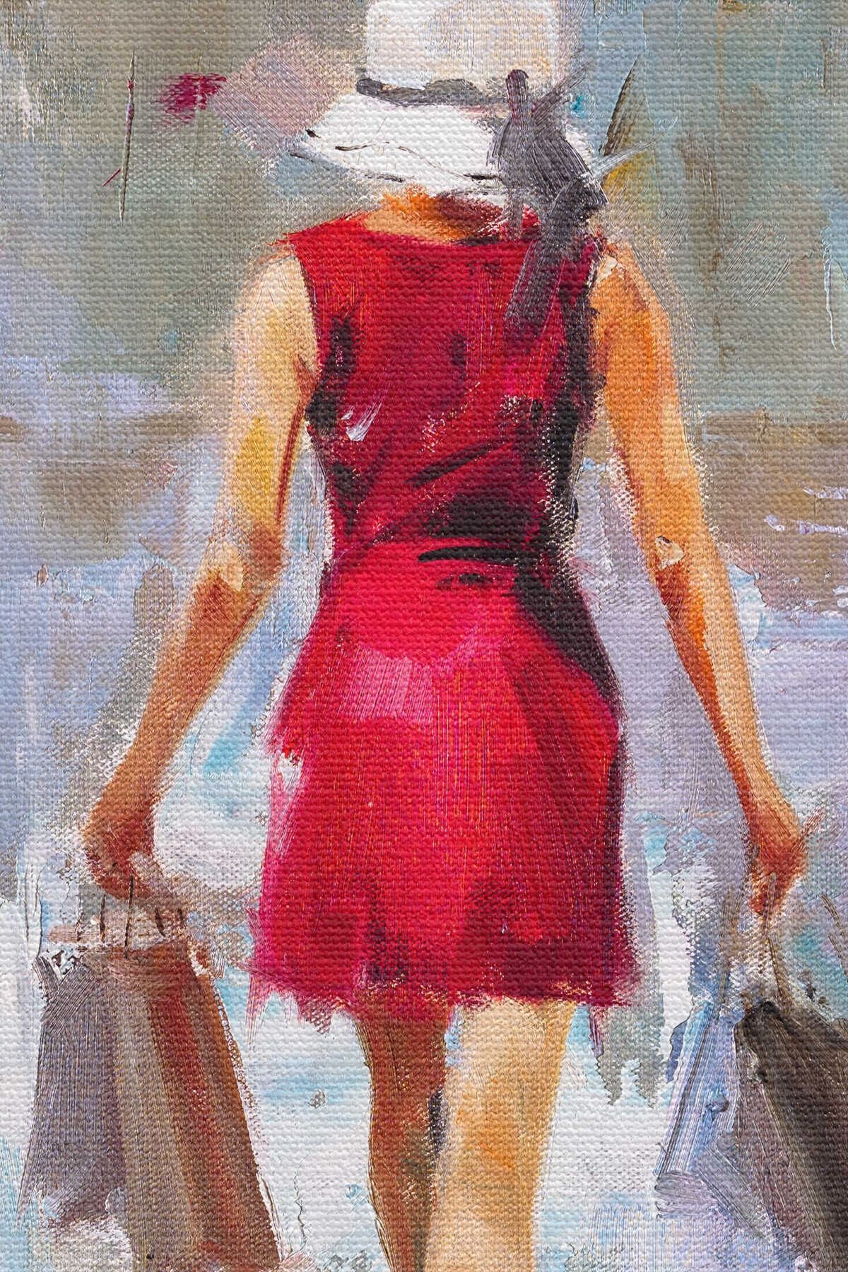 Terk Eden Kadın Yağlıboya Görünüm Dekoratif Kanvas Duvar Tablosu