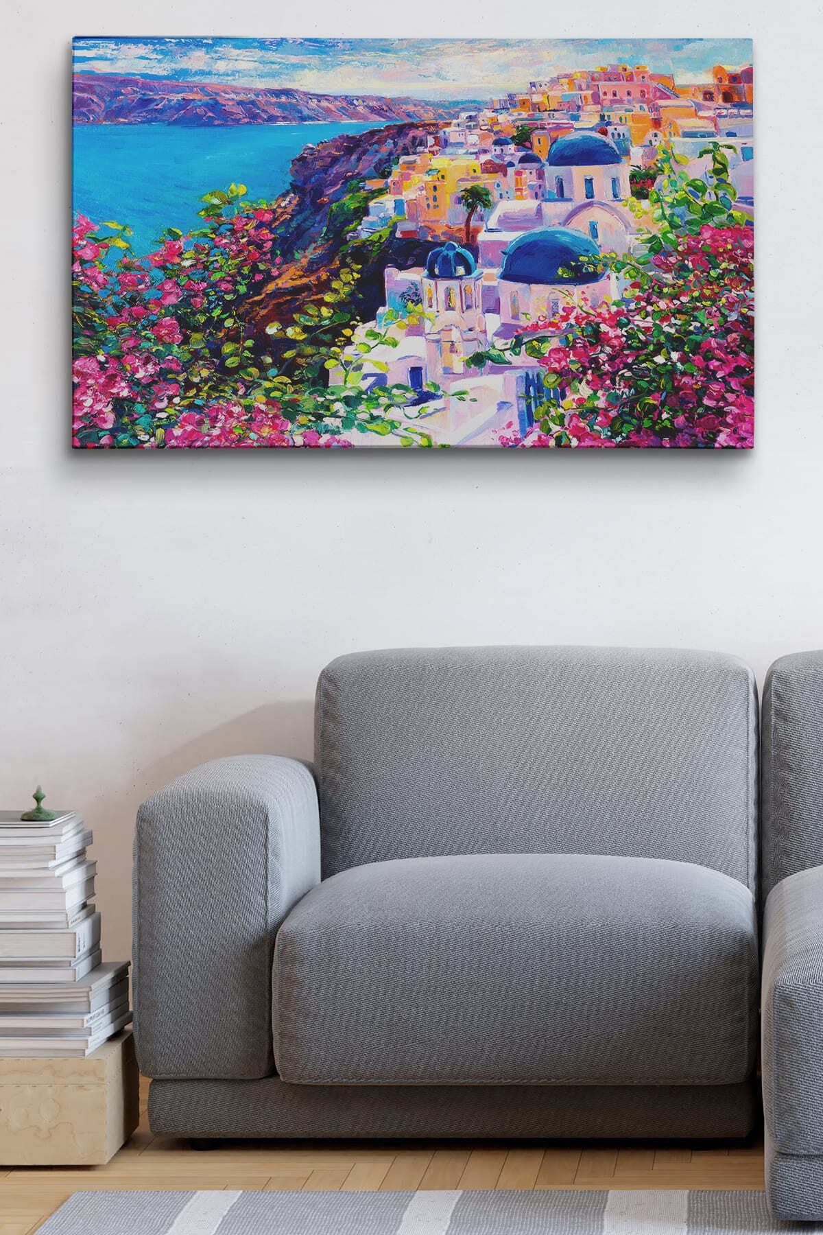 Santorini Yunanistan Güzel Bir Kızın Kavramsal Soyut Resmi