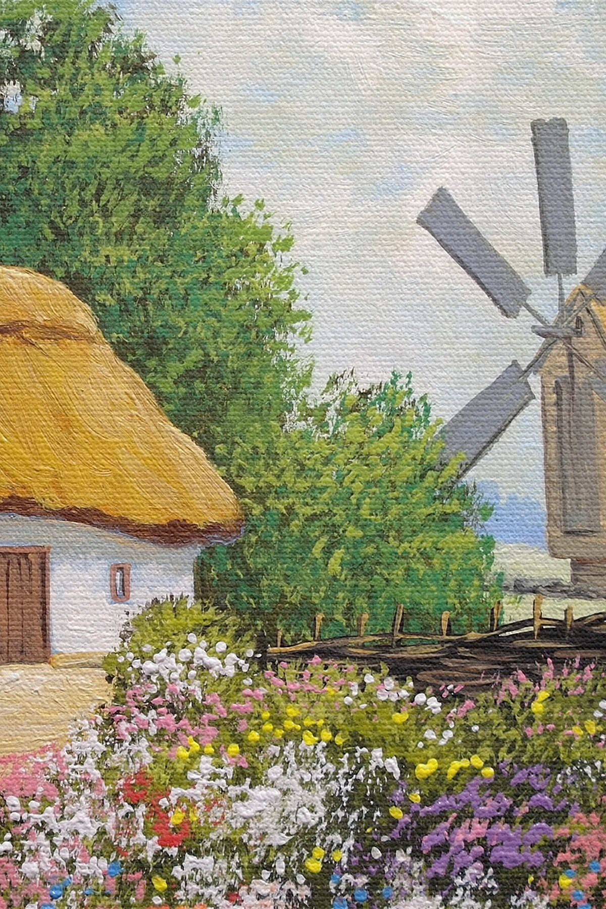 Ukrayna Köy Evi Manzarası Yağlıboya Görünüm Dekoratif Kanvas Duvar Tablosu