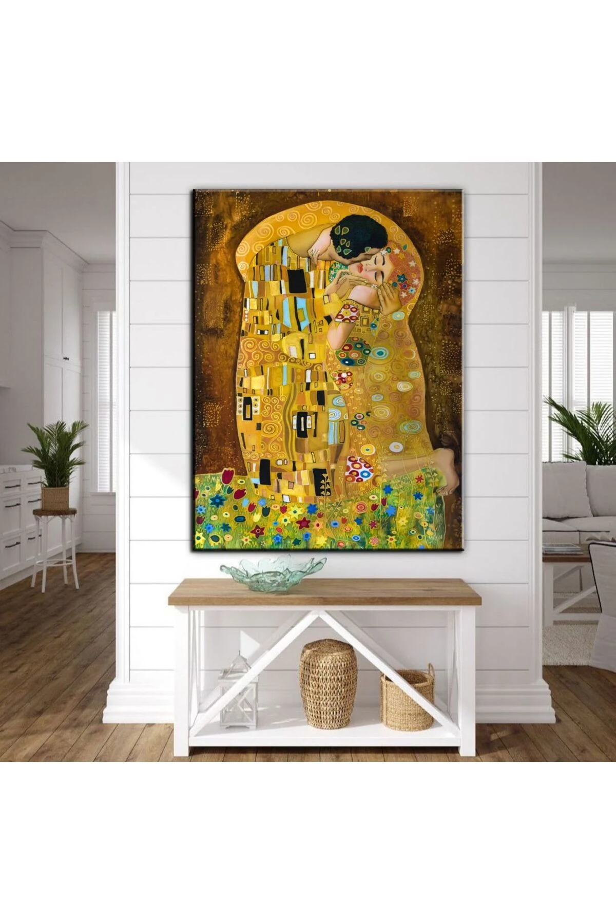 Dekoratif Gustav Klimt Öpücük Soyut Yağlıboya Resim Tuval Üzerine Baskı Kanvas Tablo