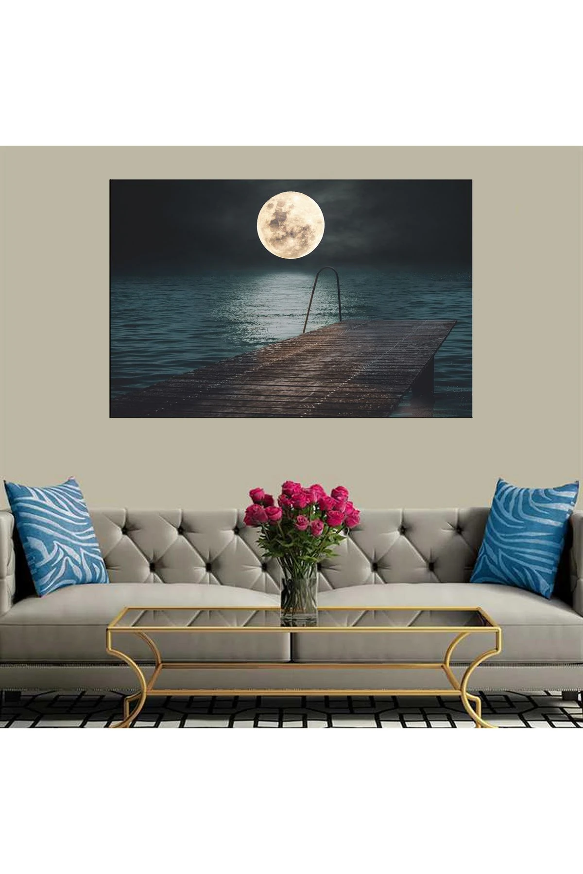 Dekoratif Baskı Dolunay Kanvas Tablo