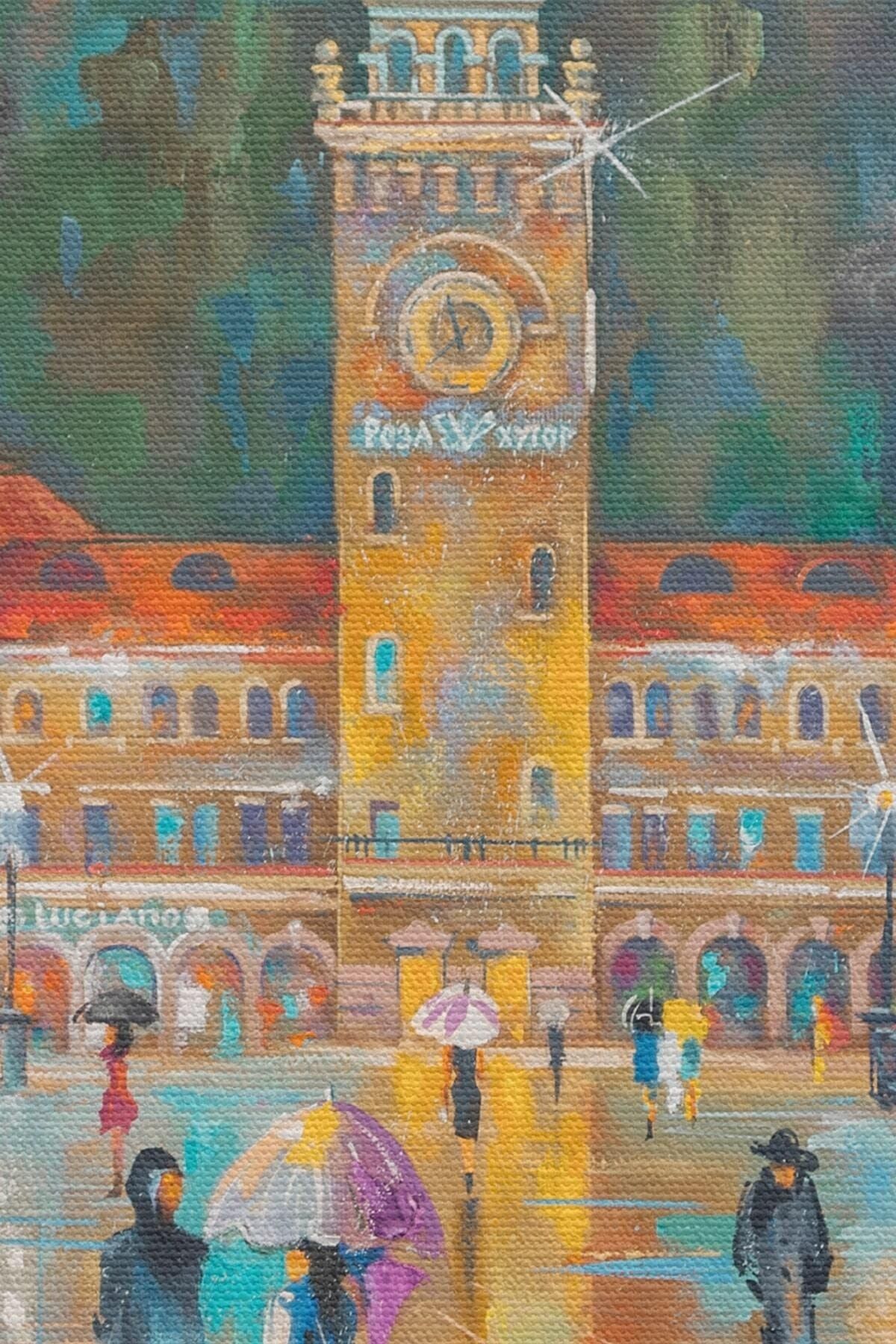 Yağurlu Bir Akşam Yağlıboya Görünüm Dekoratif Kanvas Duvar Tablosu