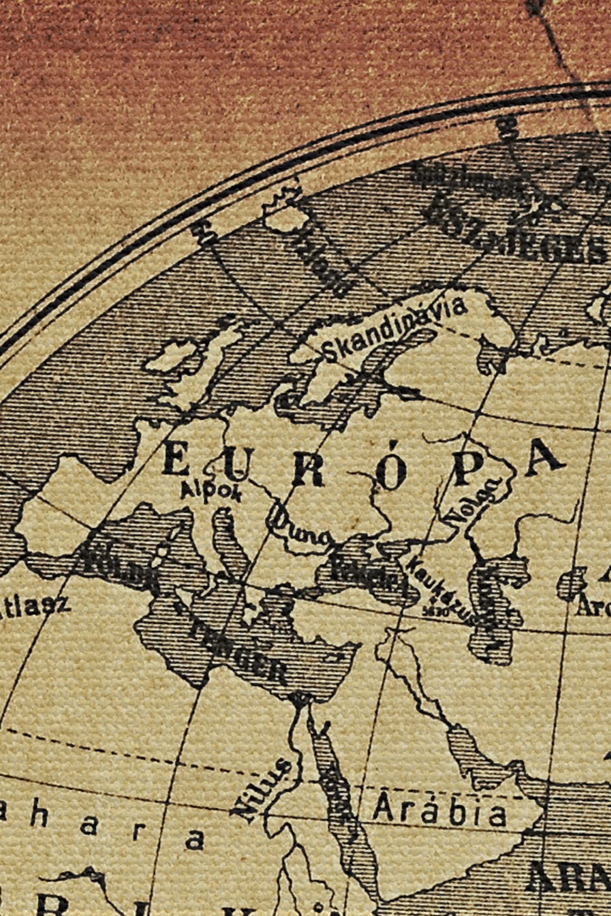 Duvar Örtüsü Eski Wintage Dünya Haritası Kaliteli Kanvas Duvar Halısı