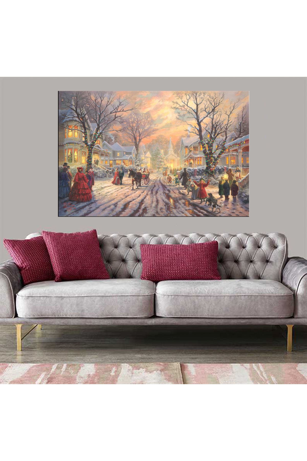 Dekoratif Baskı İllüstrasyon Sokak ve İnsanlar Kanvas Tablo