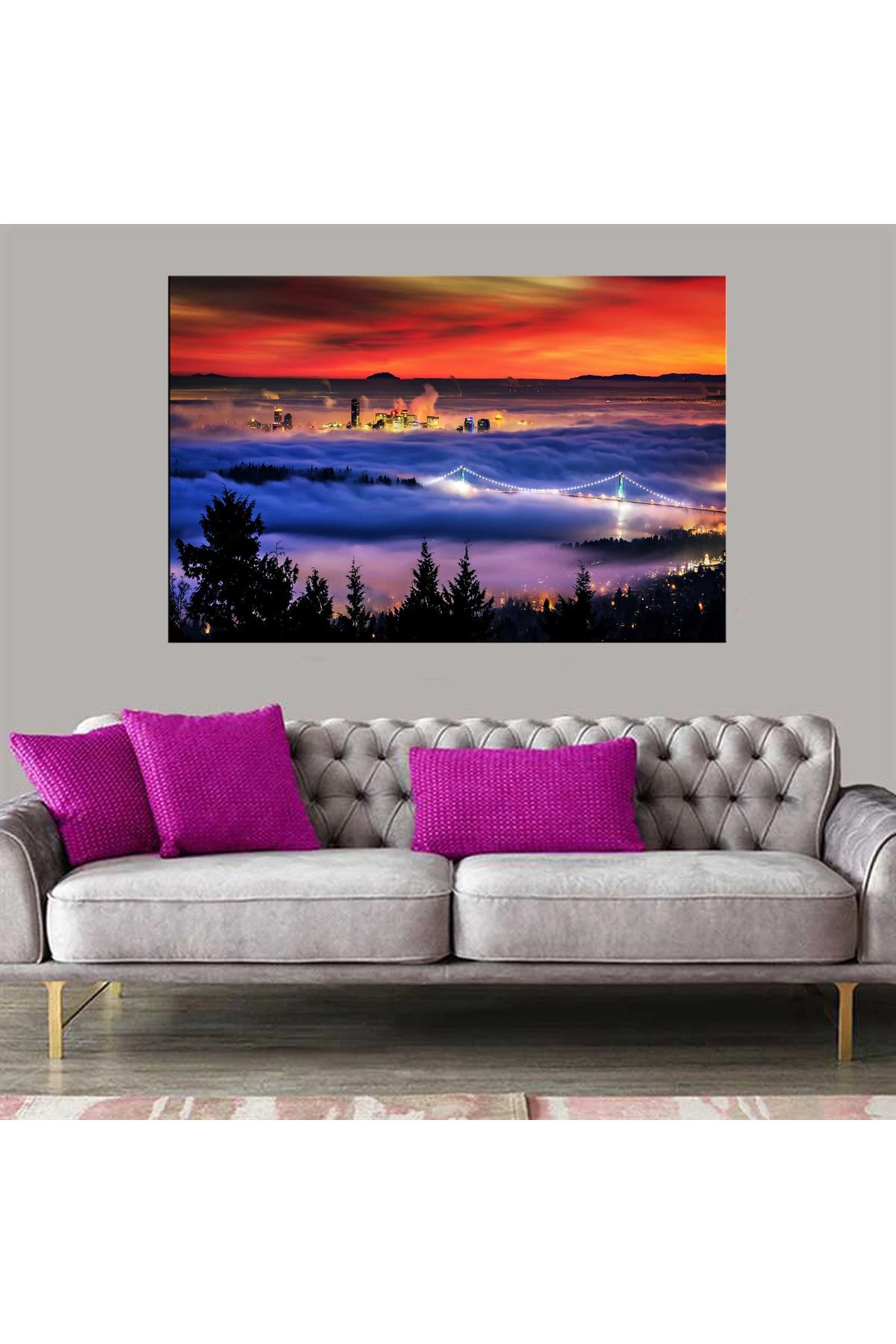 Dekoratif Baskı Karlar için Köprü Kanvas Tablo