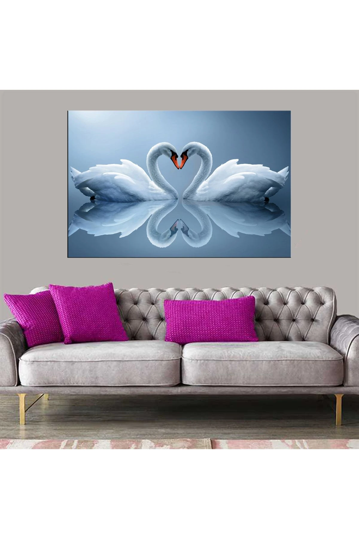 Dekoratif Baskı Çifte Kumrular Aşk Kanvas Tablo