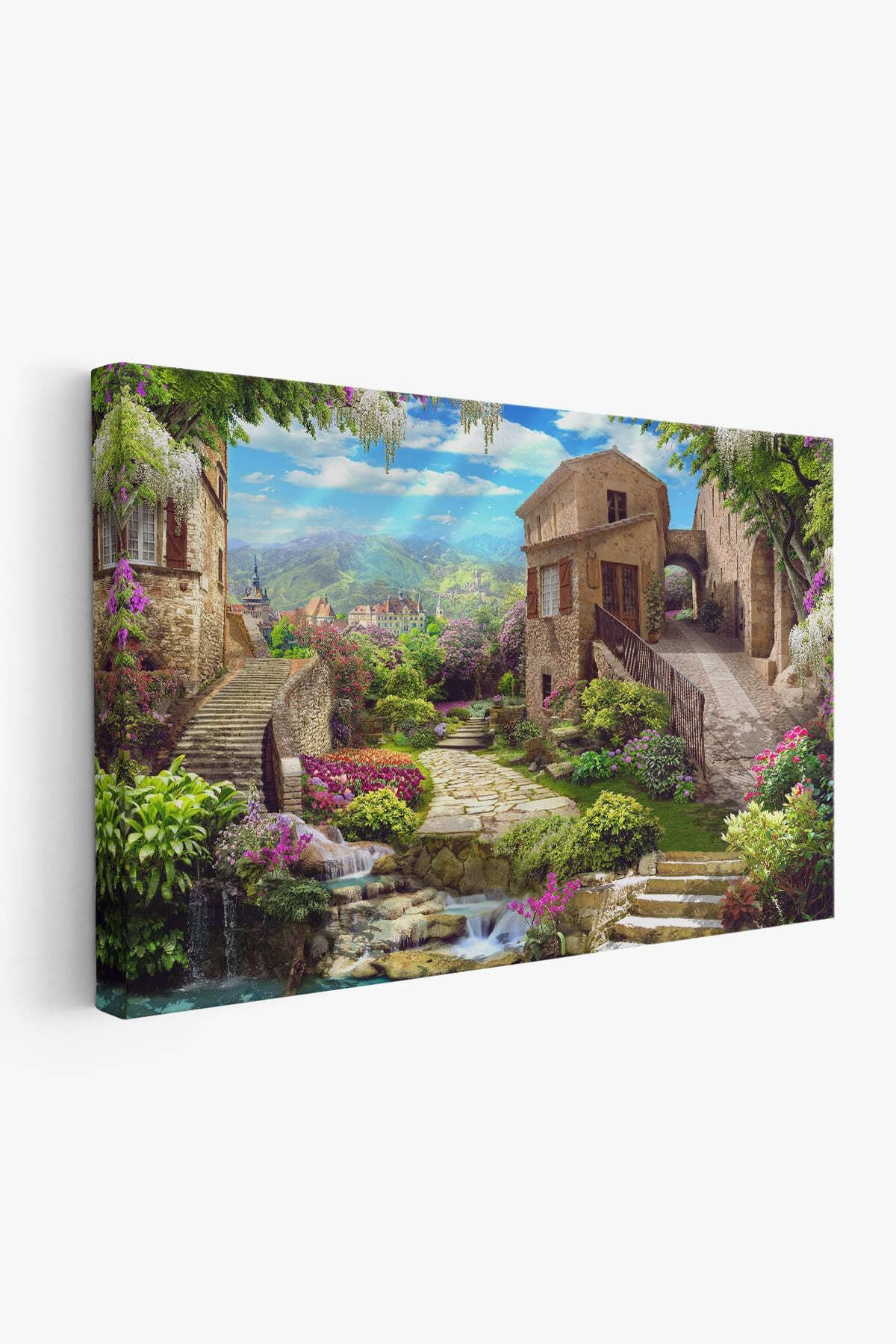 Avrupa Ev Manzarası Dekoratif Kanvas Duvar Tablosu