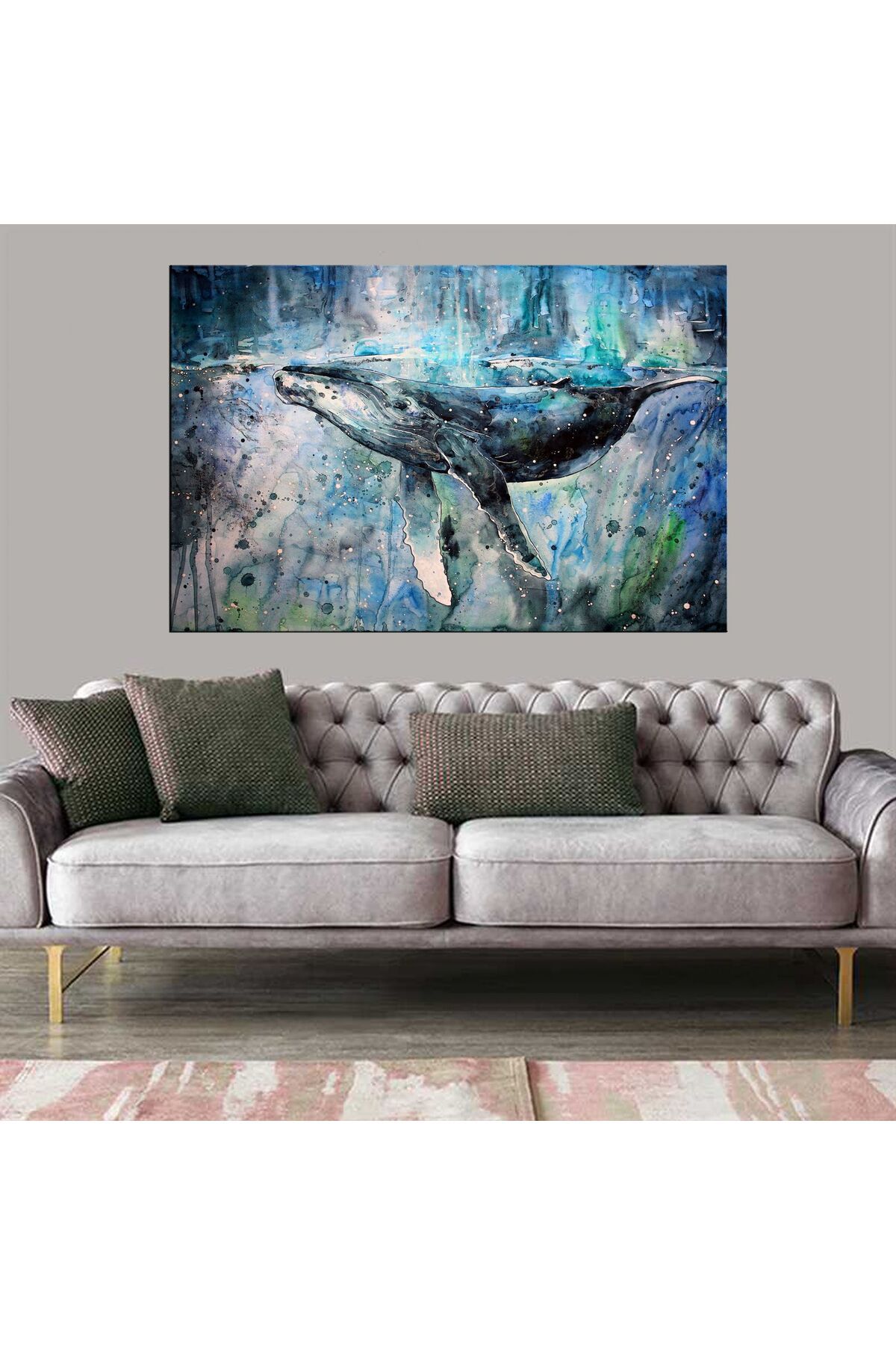 Dekoratif Baskı İllüstrasyon Balina Kanvas Tablo