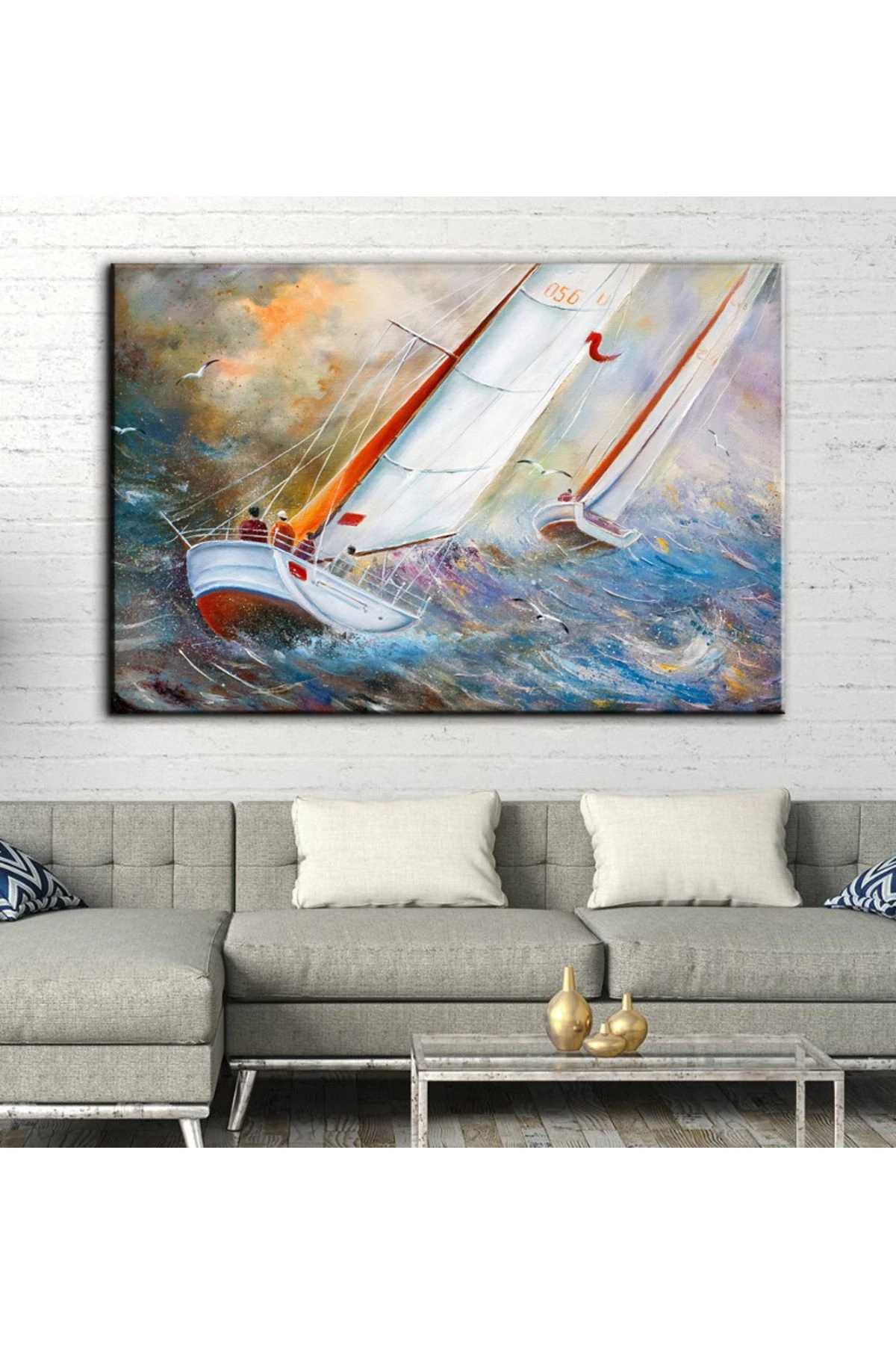 Dekoratif Yelkenliler Kanvas Tablo