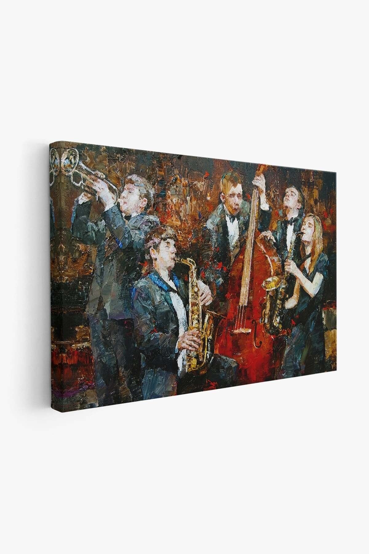 Caz Grubu Yağlıboya Görünüm Dekoratif Kanvas Duvar Tablosu