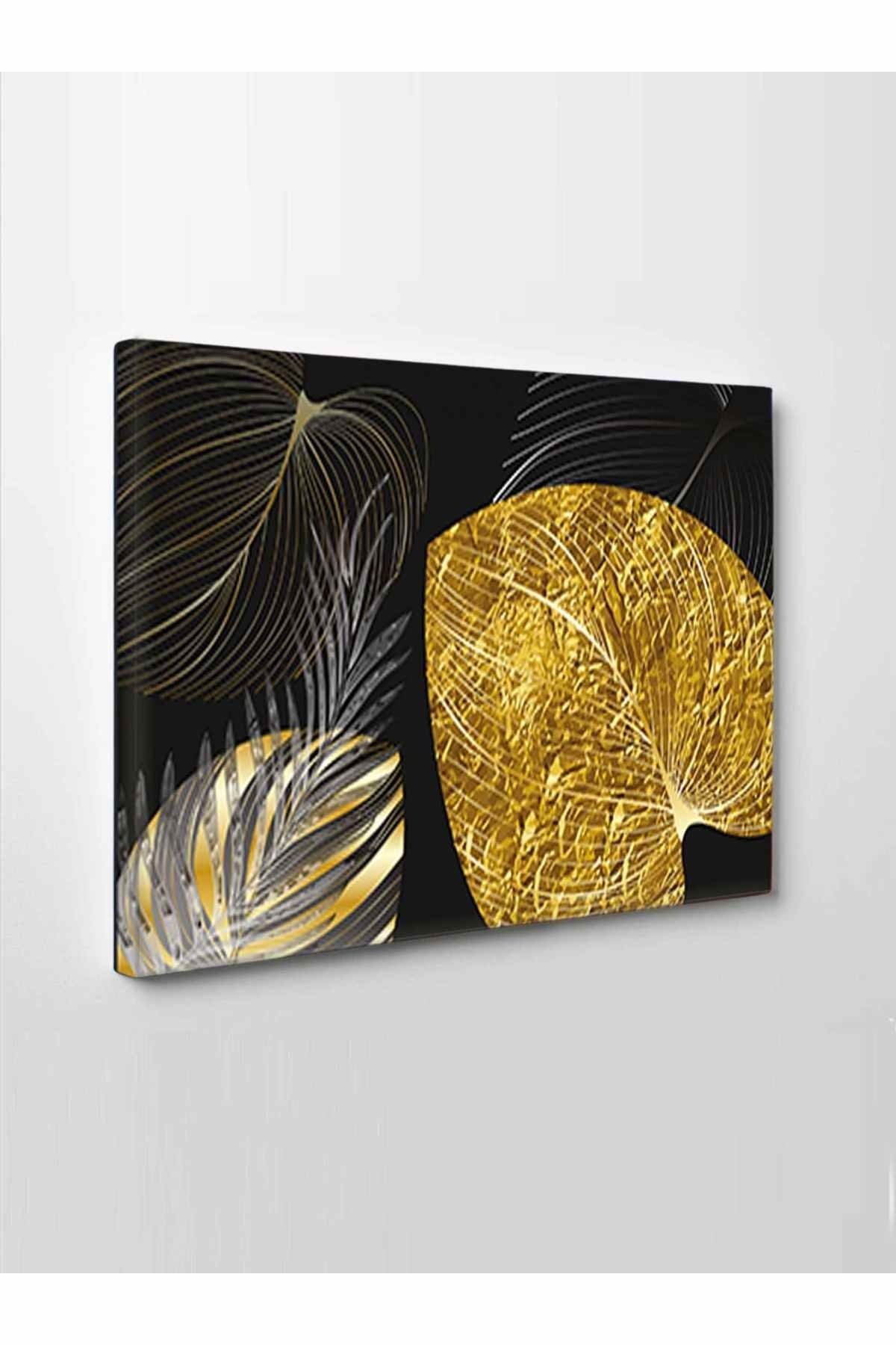 Gold Siyah Yaprak Tablo