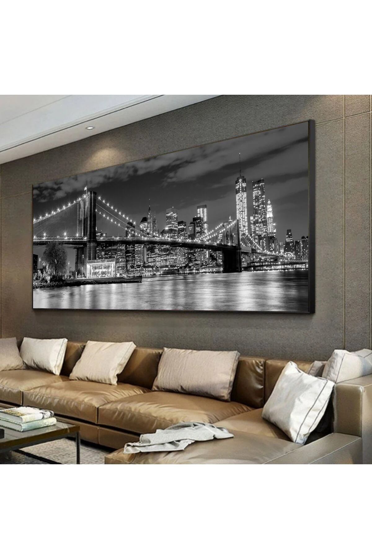 Dekoratif Baskı Şehrin Işıkları Ve Köprü Kanvas Tablo