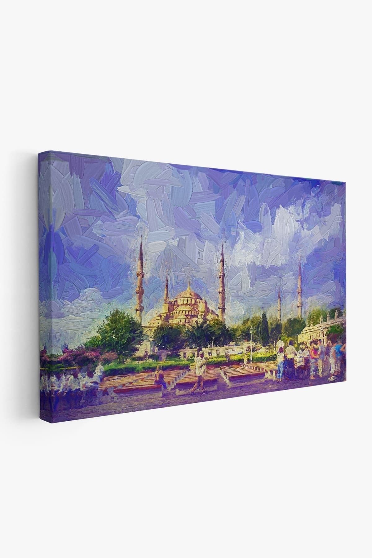 Sultan Ahmet Camii Yağlıboya Görünüm Dekoratif Kanvas Duvar Tablosu
