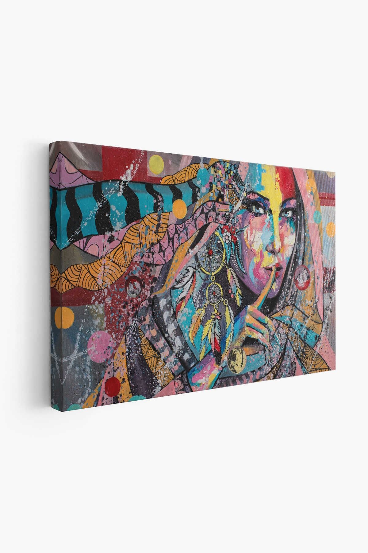 Koruyucu Kız Portresi Yağlıboya Görünüm Dekoratif Kanvas Duvar Tablosu