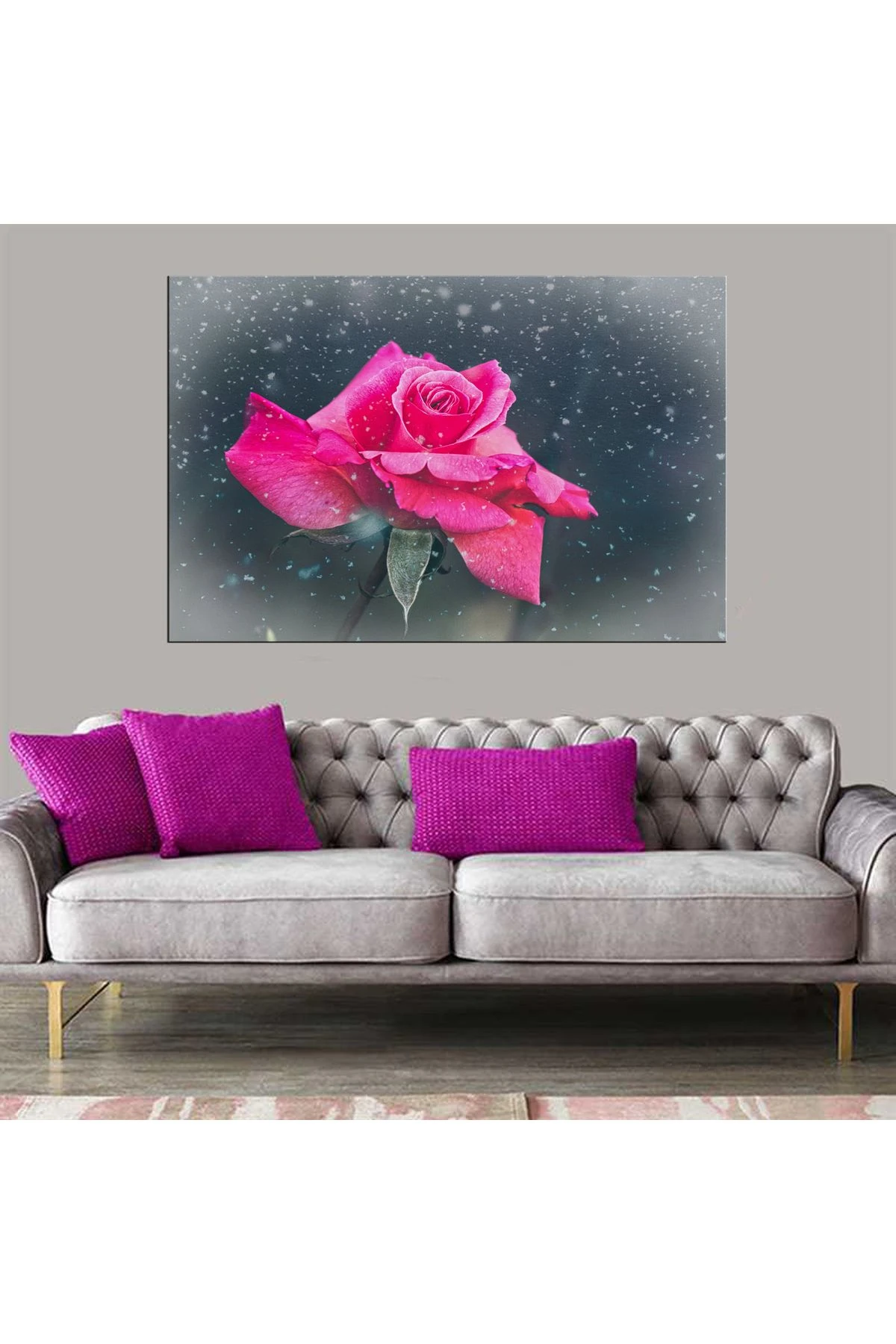 Dekoratif Çiçek Gül Kanvas Tablo