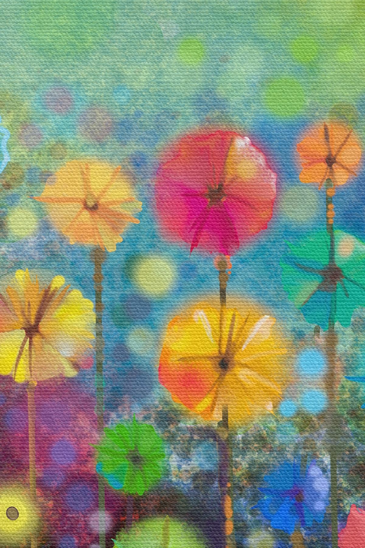 Soyut Çiçekler Suluboya Görünüm Dekoratif Kanvas Duvar Tablosu