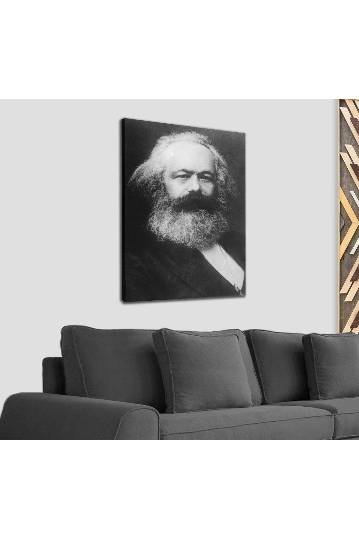 Karl Marx Siyah Beyaz Dekoratif Kanvas Tablo 1198