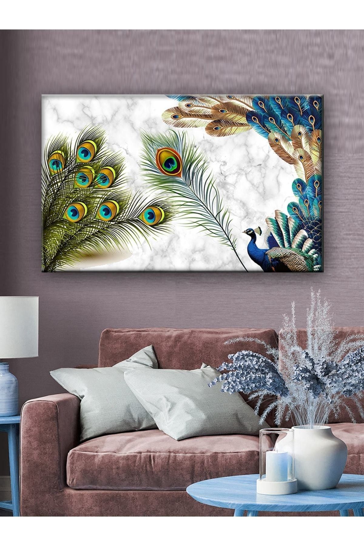 Dekoratif Tavuskuşu Kanvas Tablo