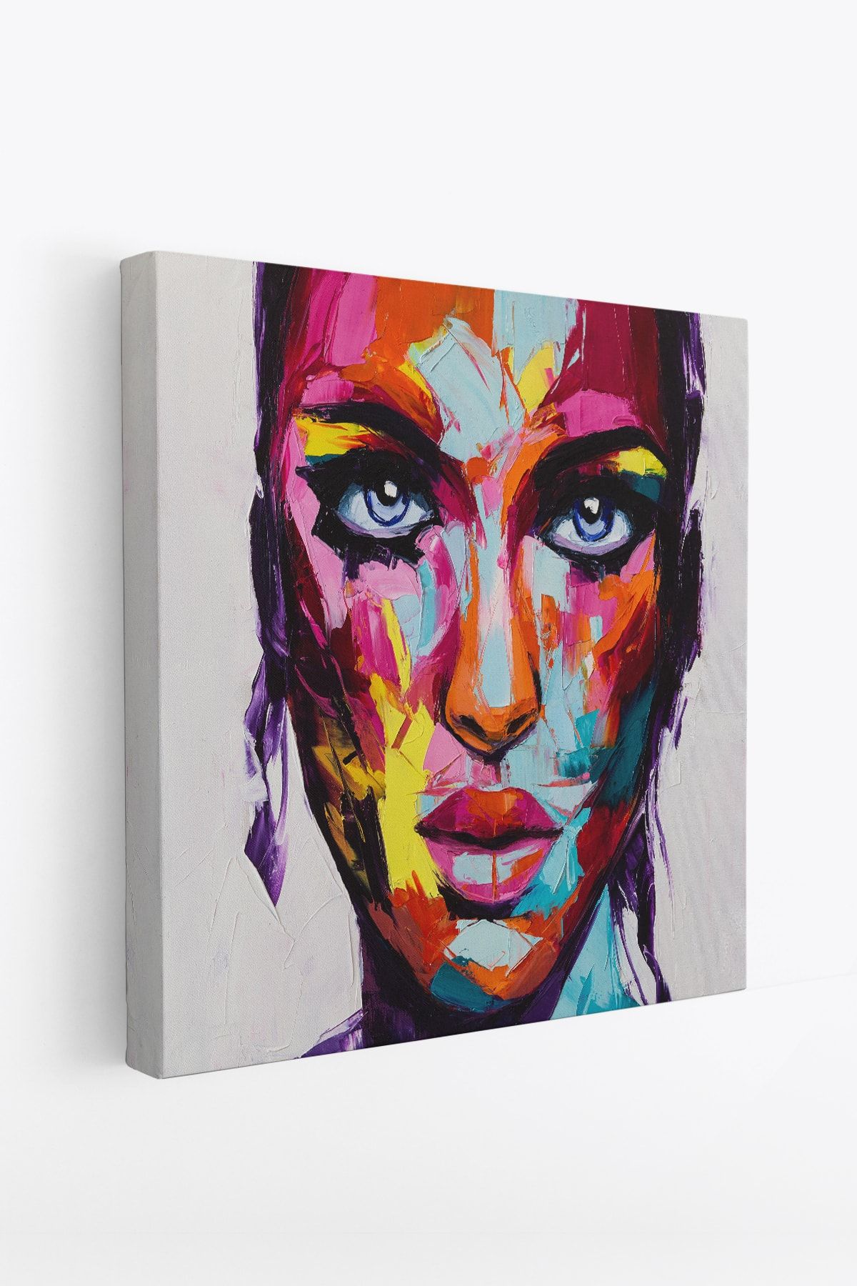 Soyut Renkli Kadın Yağlıboya Görünüm Dekoratif Kanvas Duvar Tablosu