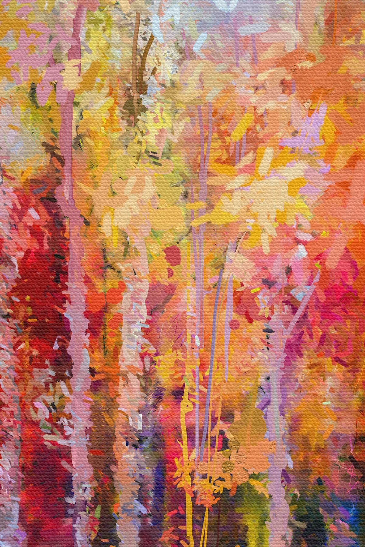 Son Bahar Ağaçları Yağlıboya Görünüm Dekoratif Kanvas Duvar Tablosu