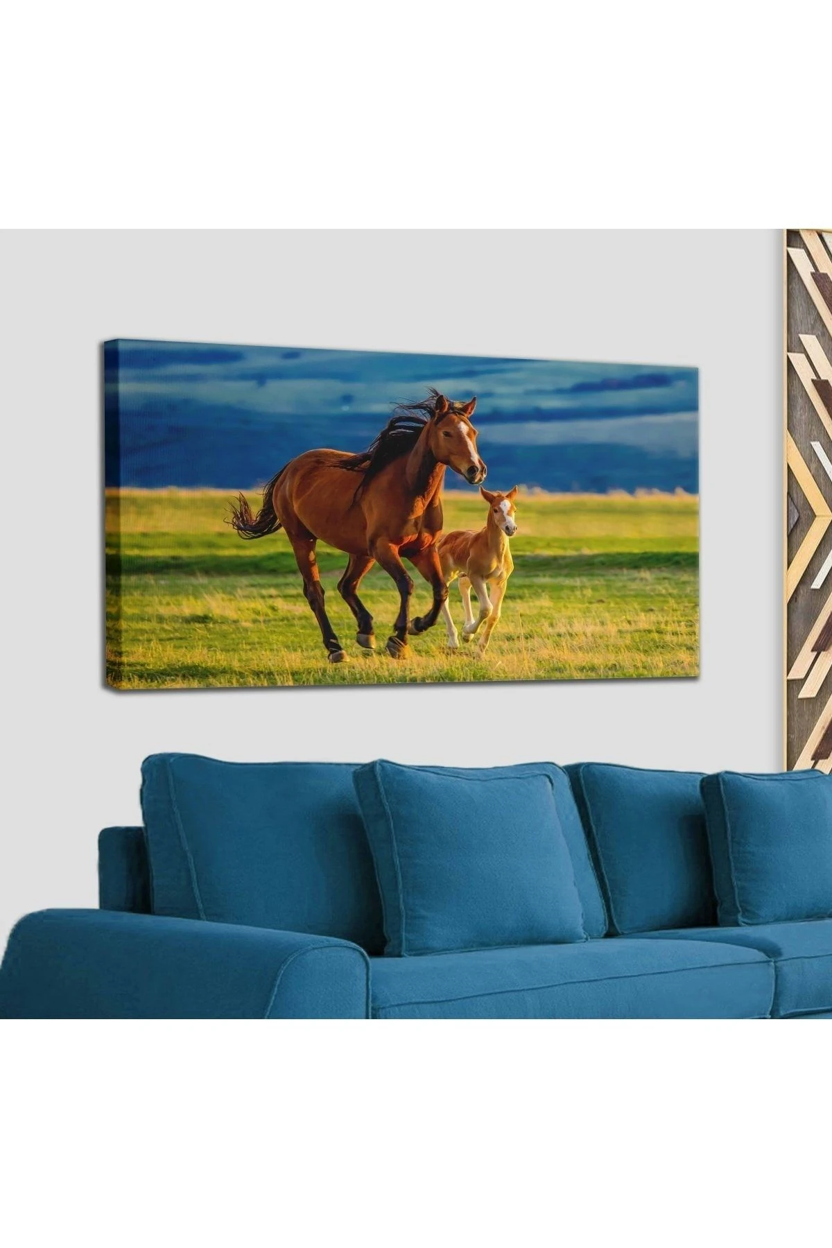 At Ve Tay Manzaralı Dekoratif Kanvas Tablo 1173