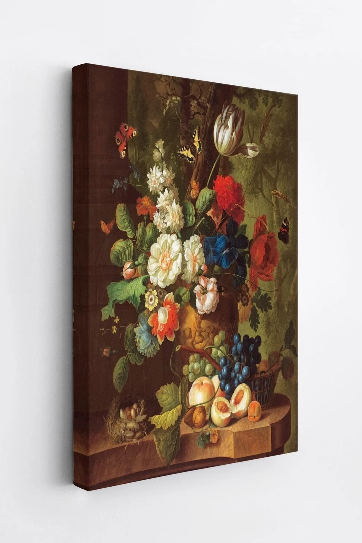 Çiçekler Ve Meyveler Yağlıboya Görünüm Dekoratif Kanvas Duvar Tablosu