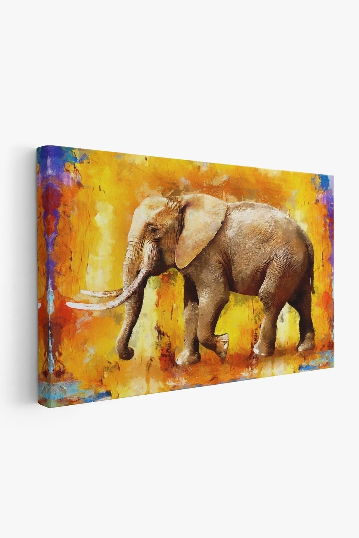 Modern Sanat Tarzı Yürüyen Fil Yağlıboya Görünüm Kanvas Duvar Tablosu