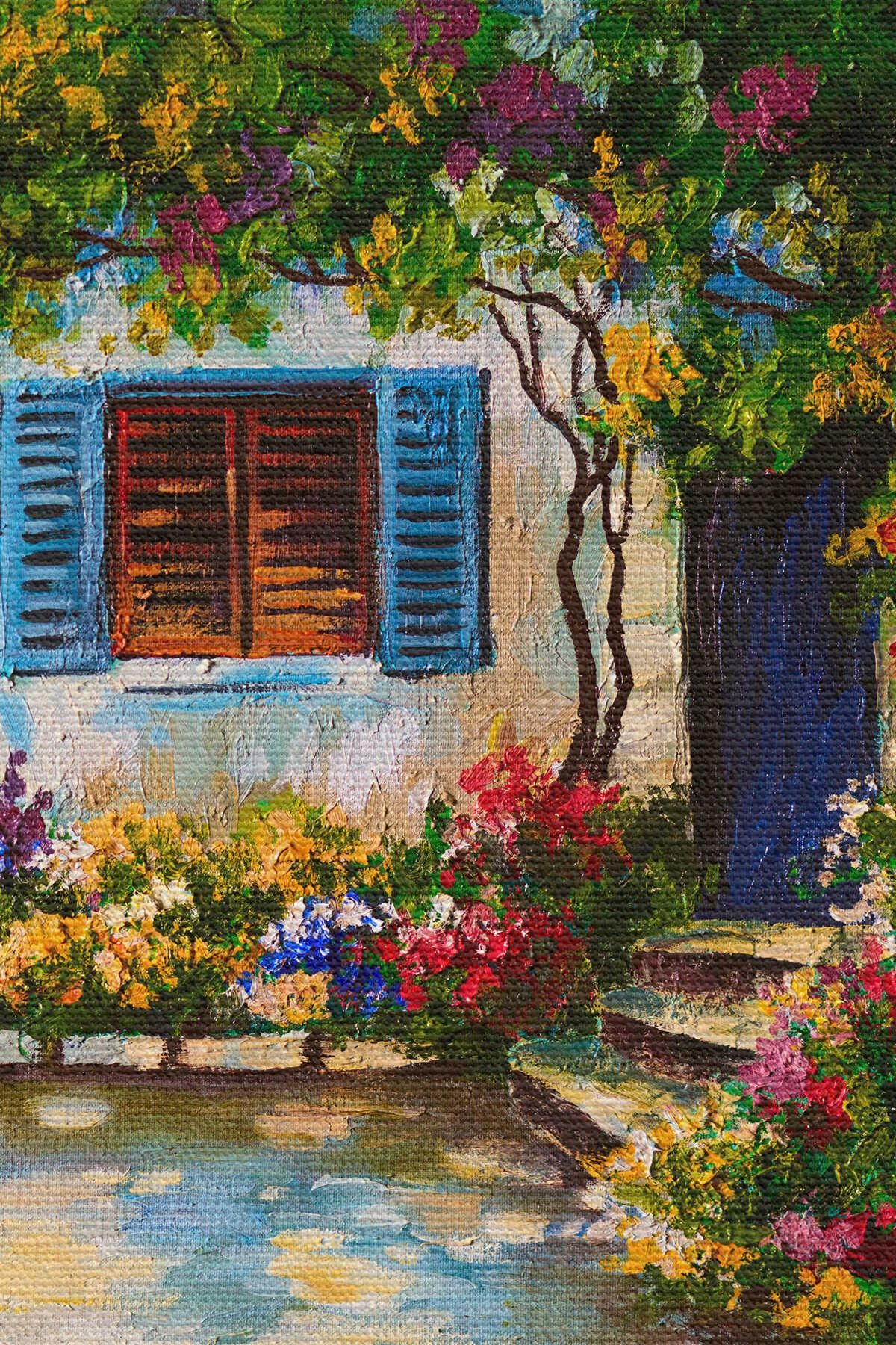 Deniz Manzaralı Güzel Ev Dekoratif Kanvas Duvar Tablosu