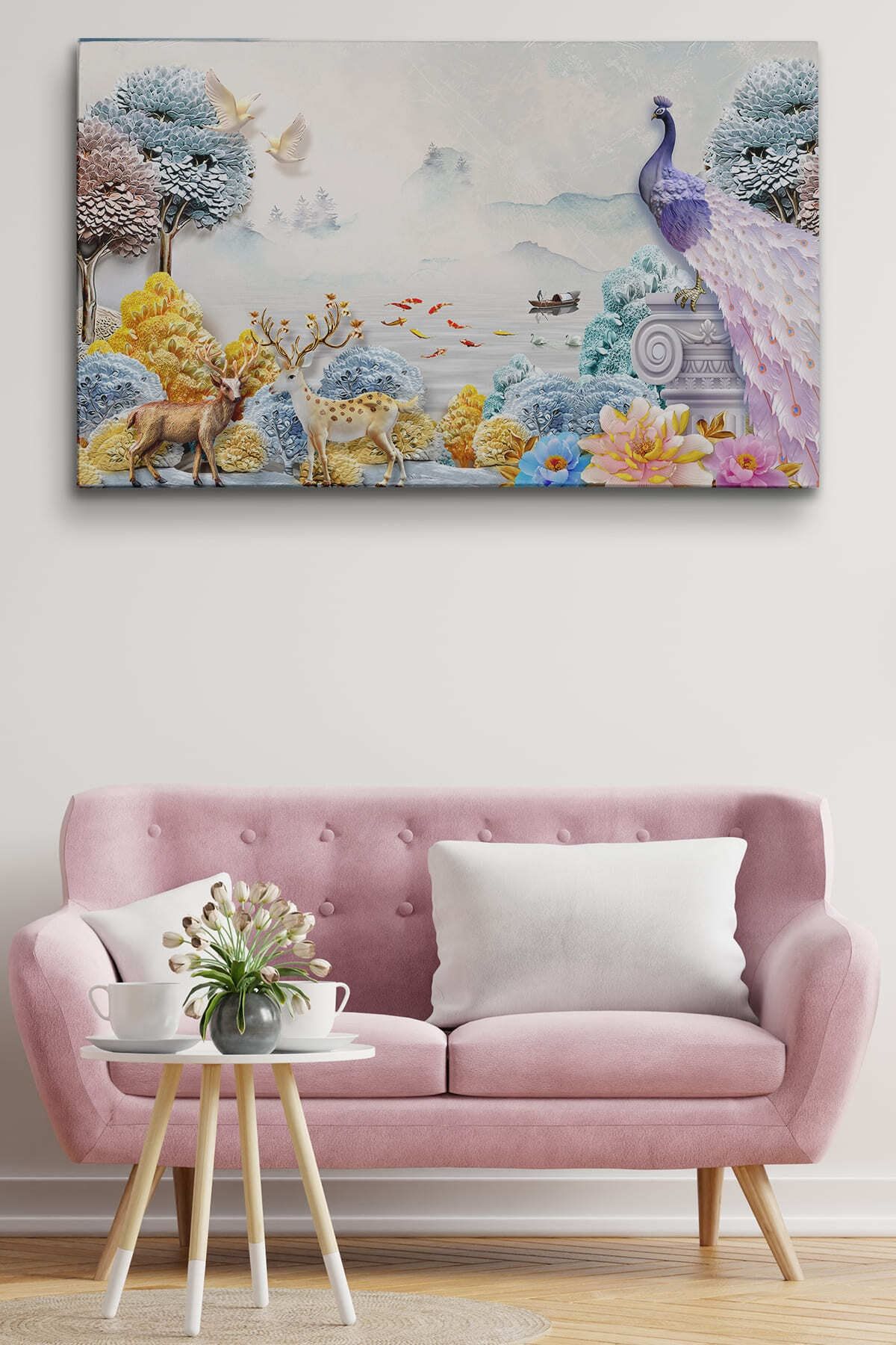 Ormandaki Hayvanlar Dekoratif Kanvas Duvar Tablosu