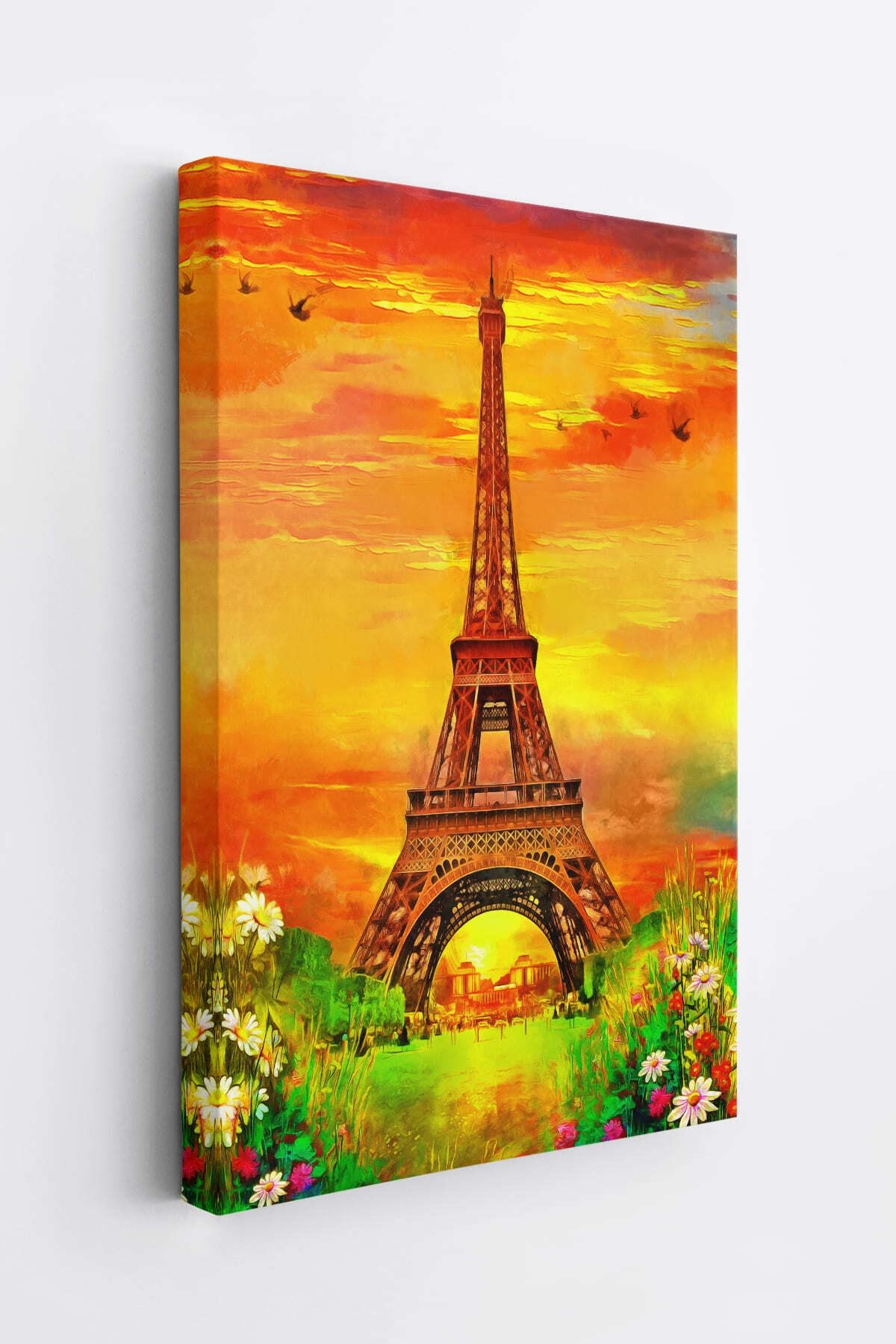 Eyfel Kulesi Yağlıboya Görünüm Dekoratif Kanvas Duvar Tablosu