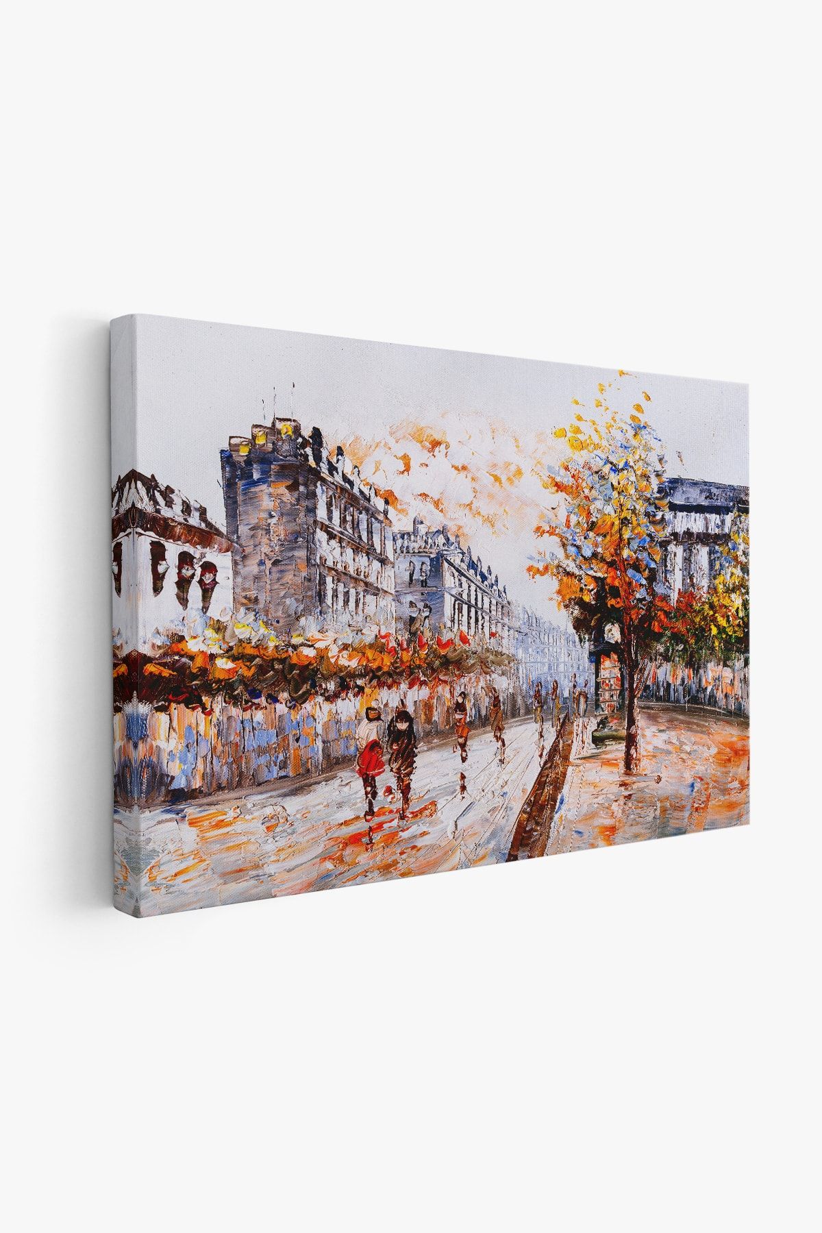 Paris Sokakları Yağlıboya Görünüm Dekoratif Kanvas Duvar Tablosu