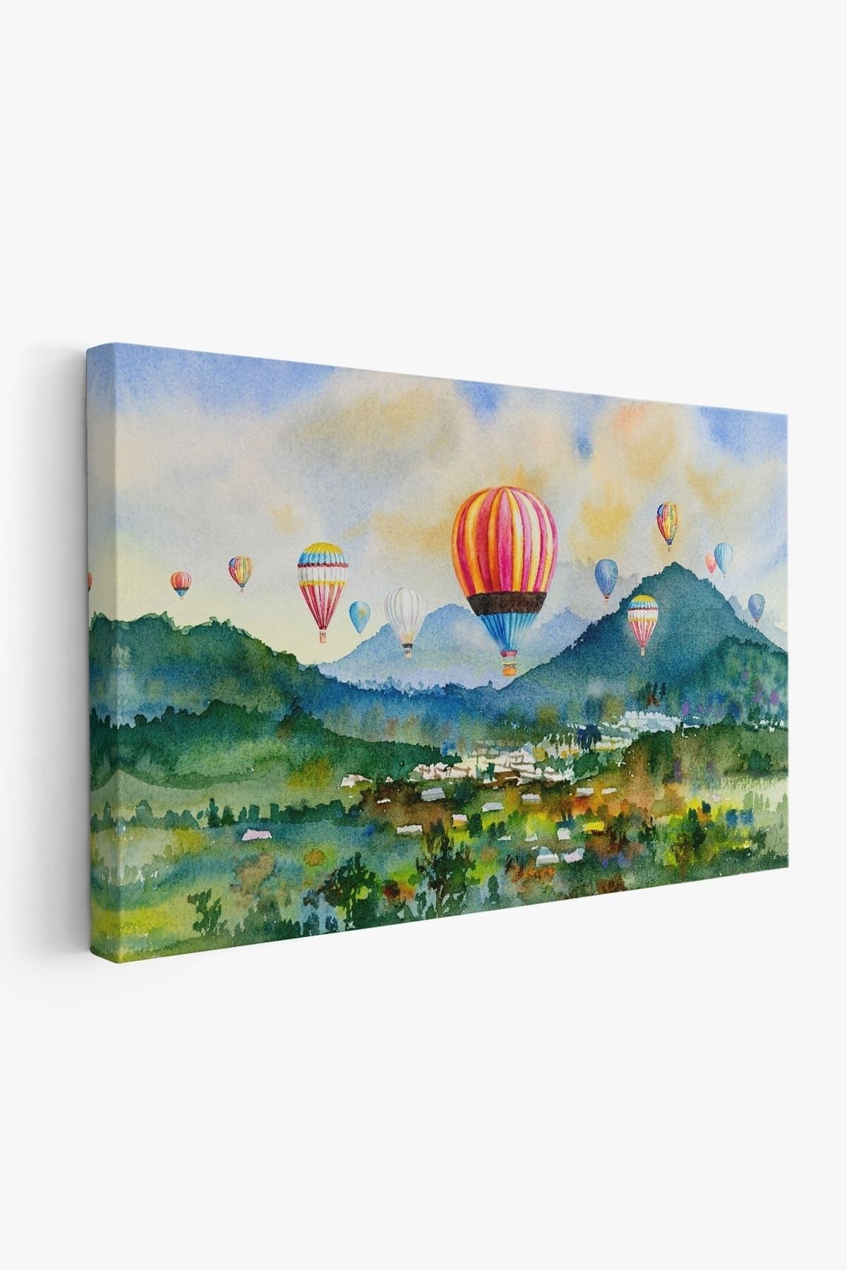 Kapadokya Hava Balonları Yağlıboya Görünüm Dekoratif Kanvas Duvar Tablosu