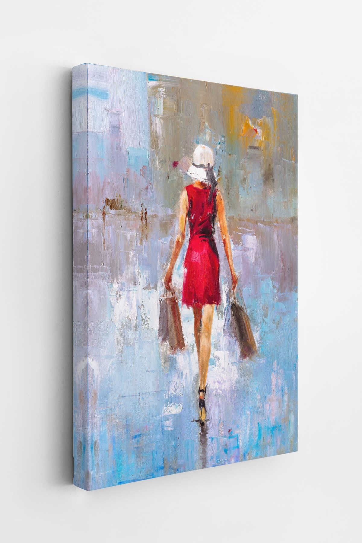 Terk Eden Kadın Yağlıboya Görünüm Dekoratif Kanvas Duvar Tablosu