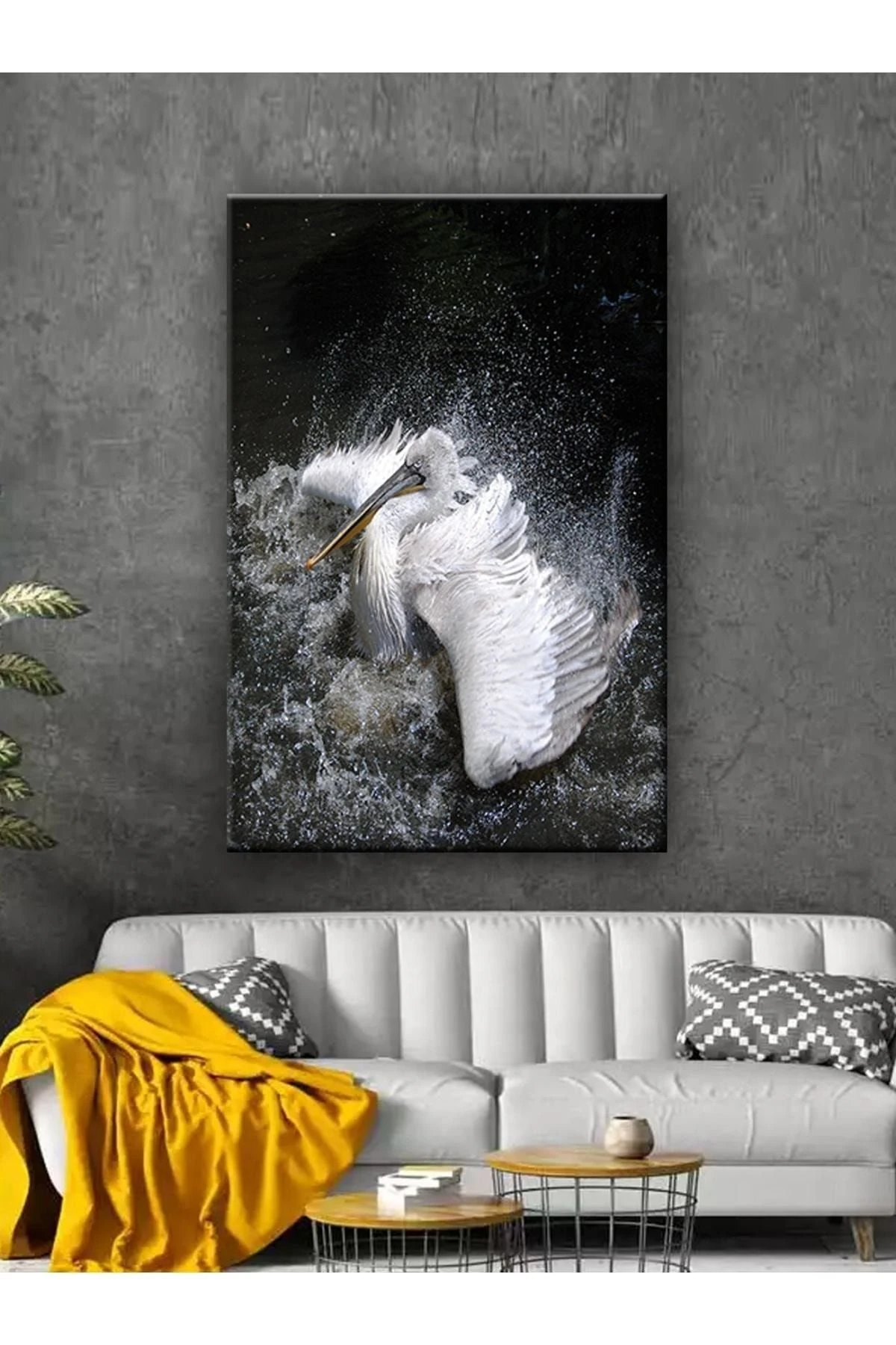 Beyaz Flamingo Dekor Tablo