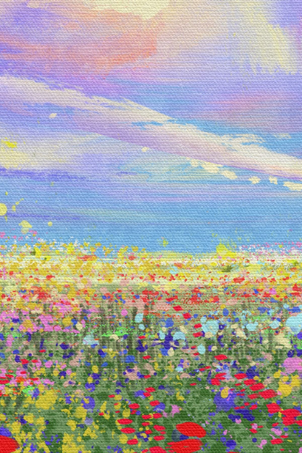 Renkli Bulutlar Yağlıboya Görünüm Dekoratif Kanvas Duvar Tablosu