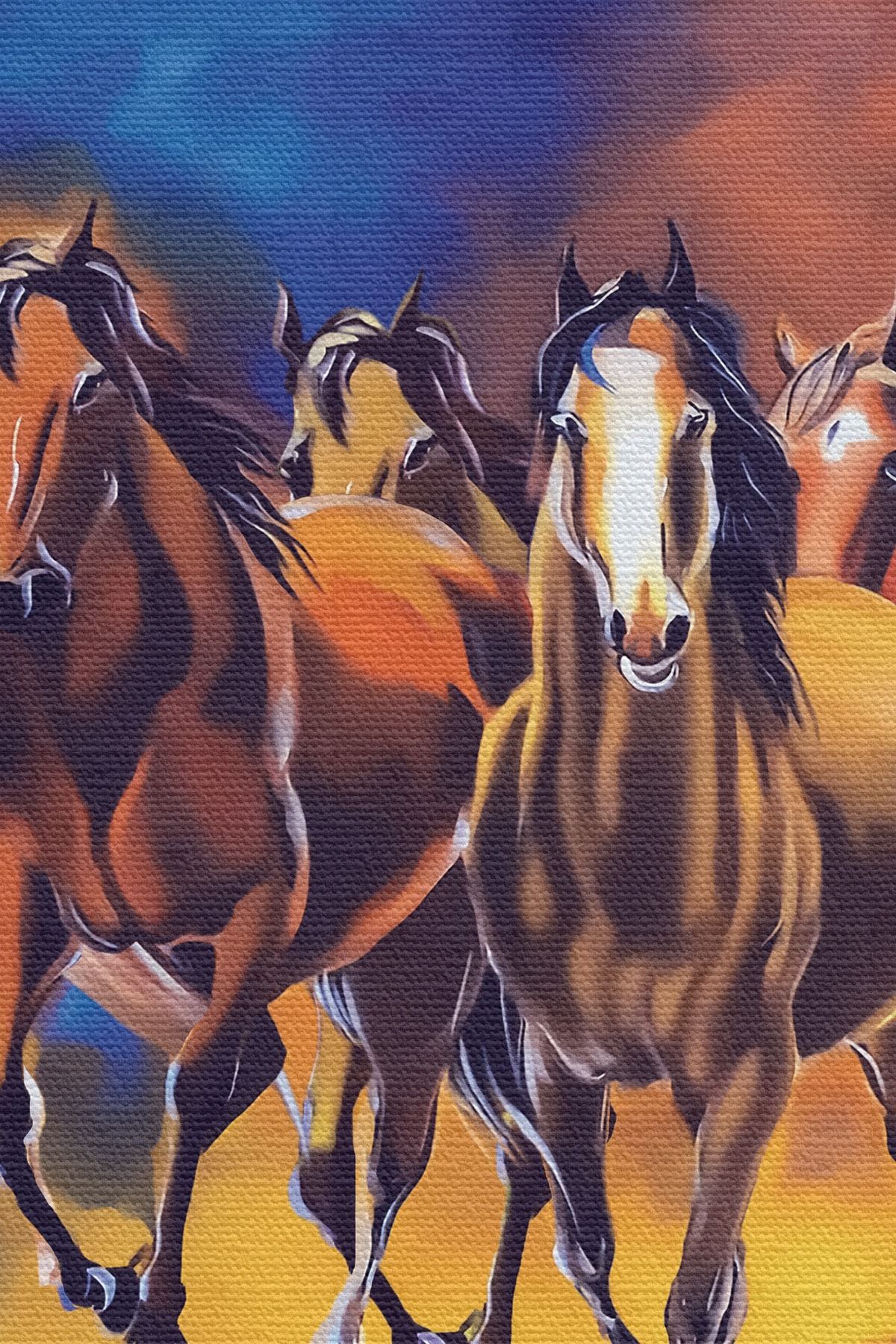 Kavuşan Aşıklar Yağlıboya Görünüm Dekoratif Kanvas Duvar Tablosu