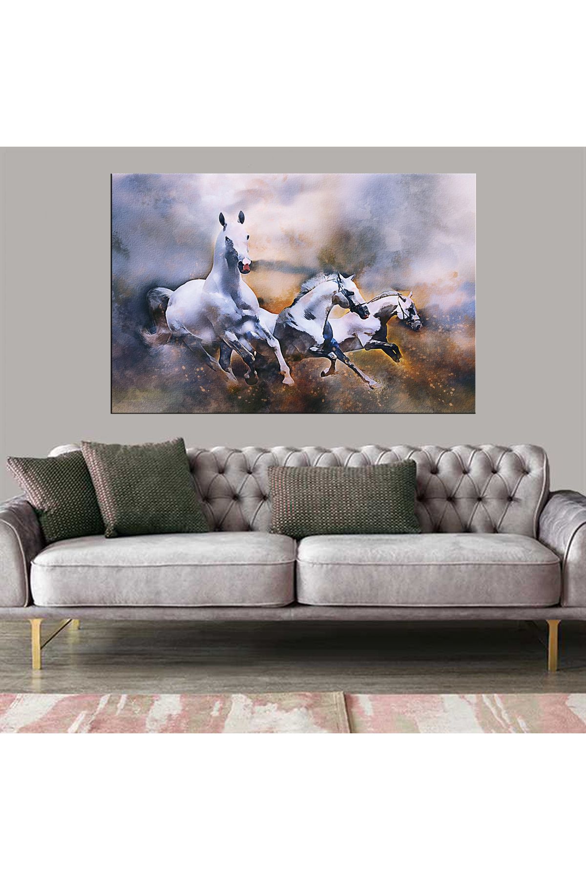 Dekoratif Baskı Sulu Boya At Kanvas Tablo